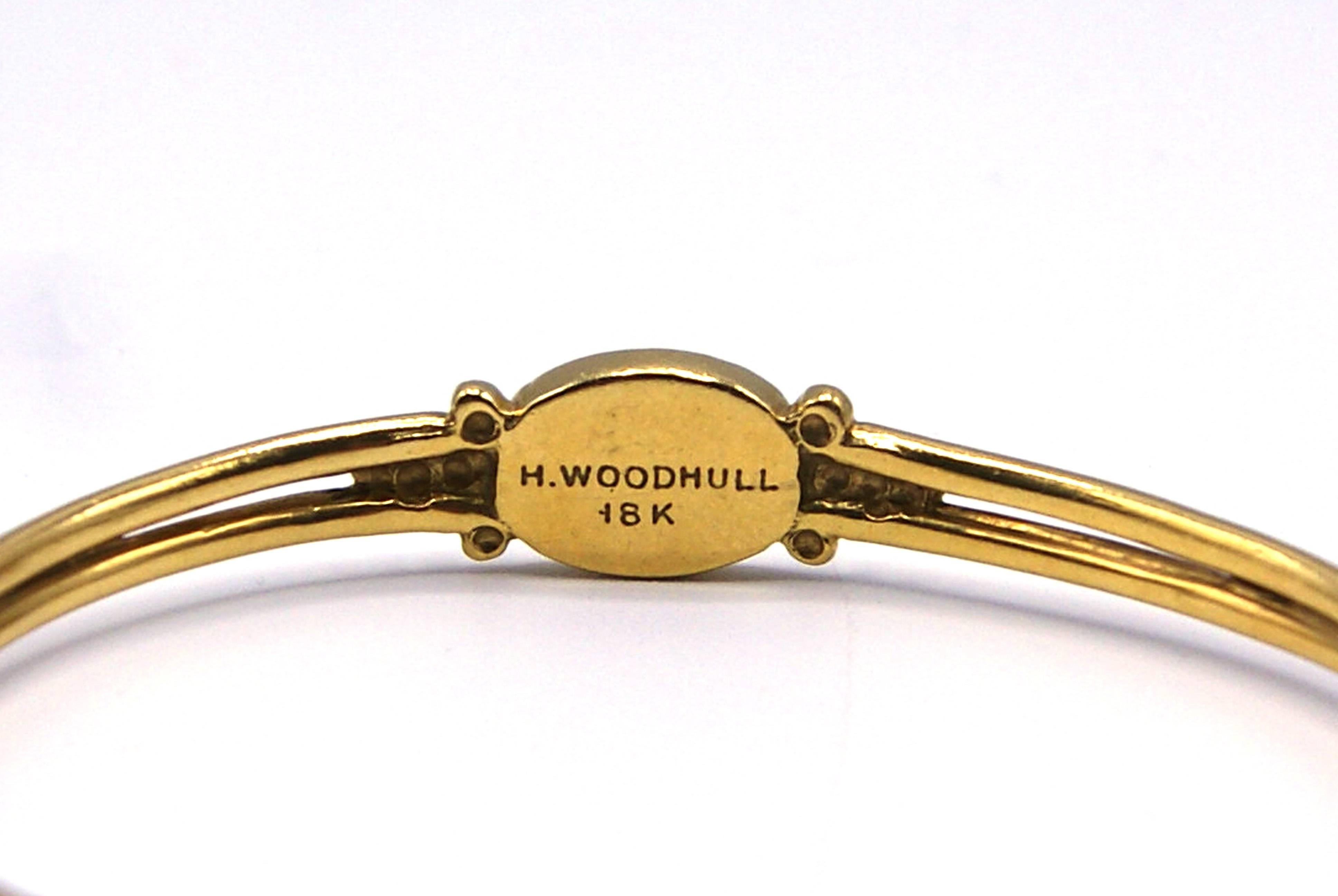 Women's or Men's H. Woodhull 1990s Egyptian Revival Yellow Gold Bangle Bracelet