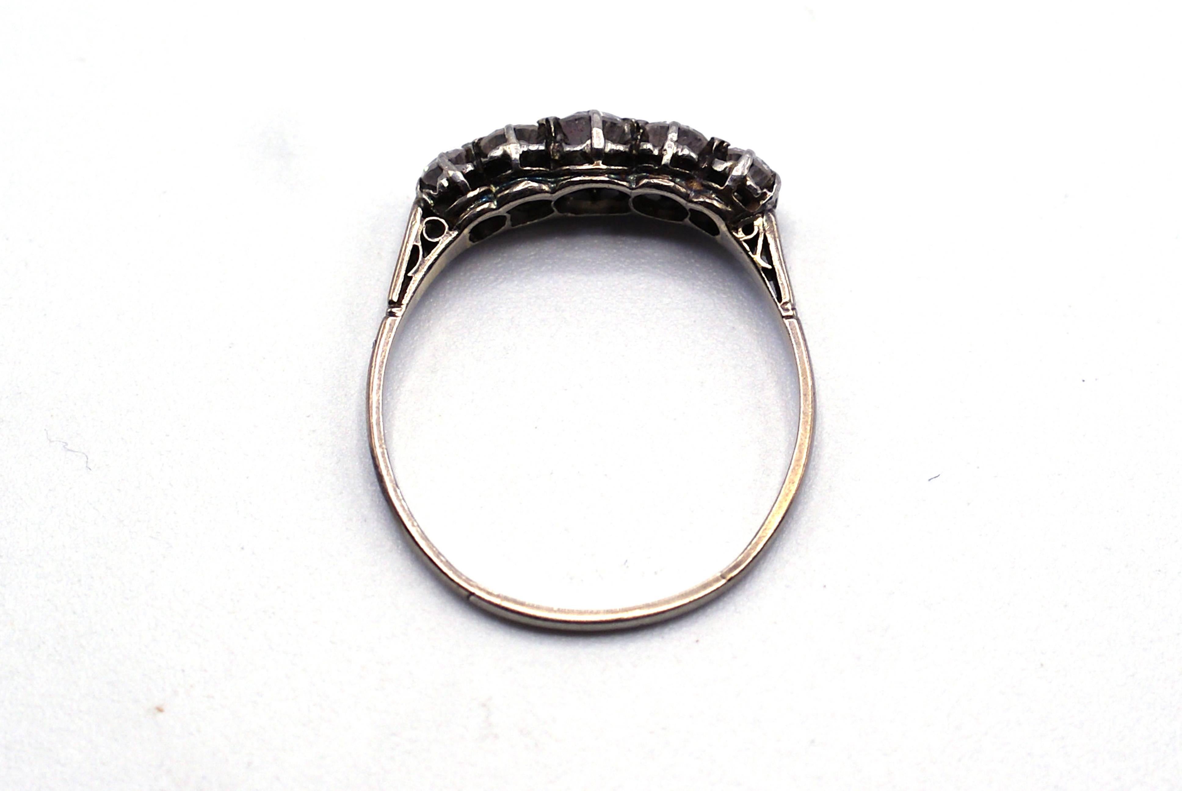 Old European Cut Art Deco Diamond Five-Stone Engagement Ring