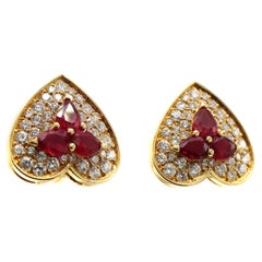 Marchak Paris: orecchini a clip in oro giallo 18 carati con rubini e diamanti