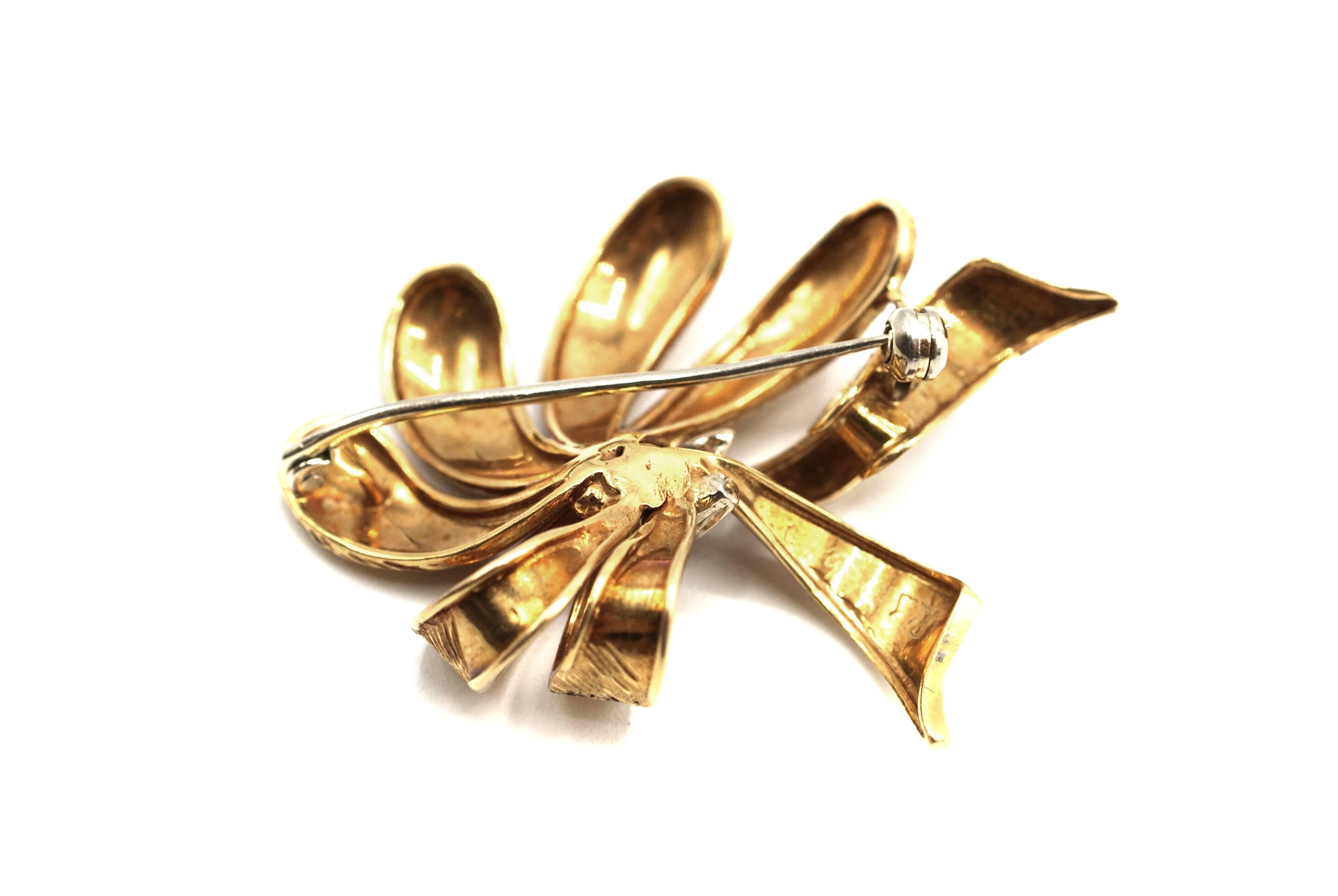 Cartier Yellow Gold Floral Bow Brooch 1