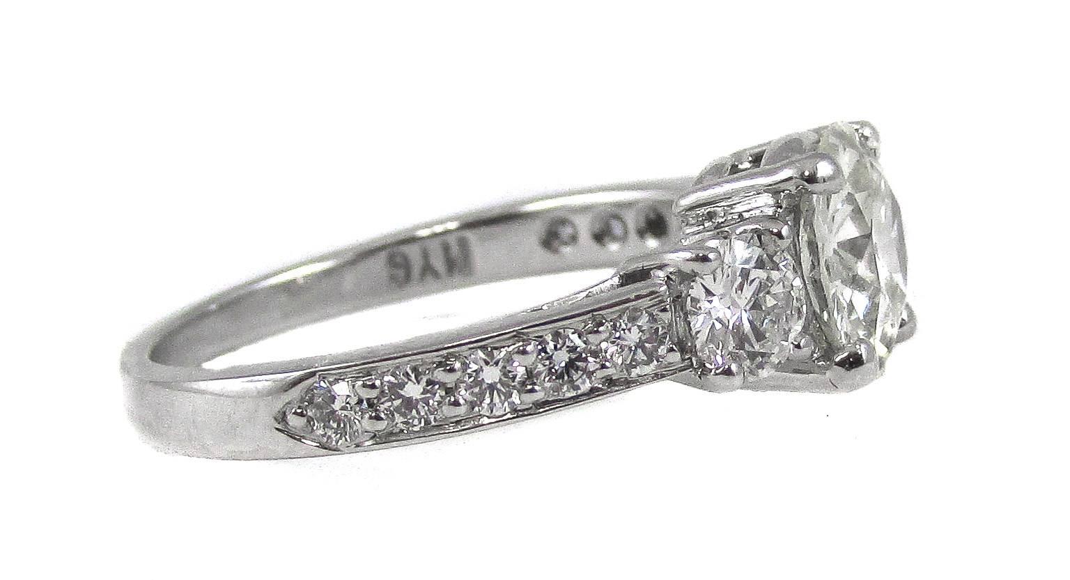 1.21 Carat Diamond Platinum Engagement Ring In Excellent Condition In New York, NY