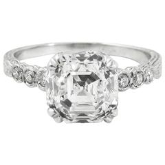 2.04 Carat GIA Certified Asscher Cut Diamond Platinum Engagement Ring 11