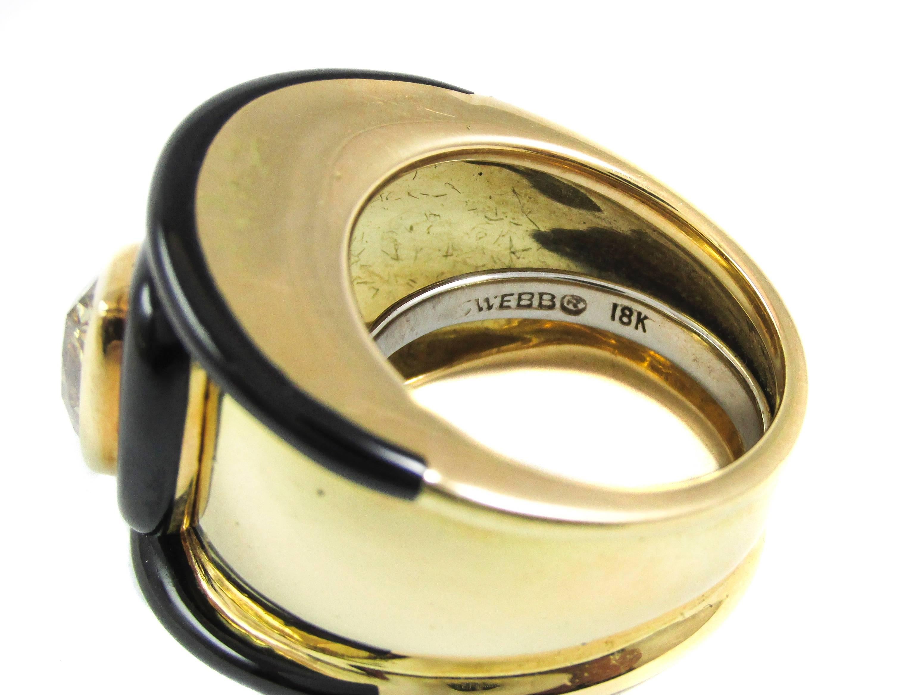 Women's David Webb Enamel Diamond Gold Band Ring