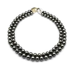 Tahitian South Sea Pearl Strand 18 Carat Yellow and White Padlock Clasp Necklace