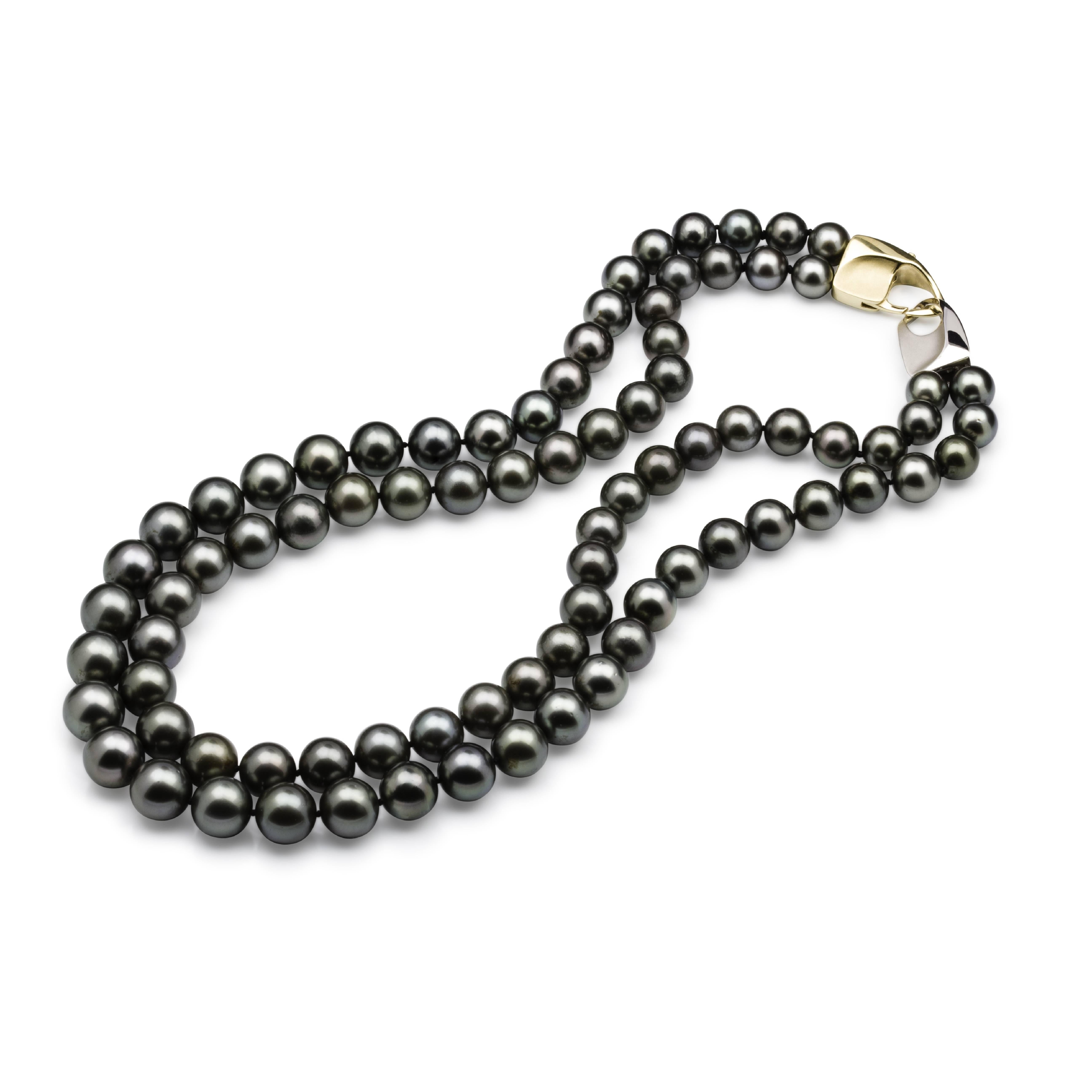Tahitian South Sea Pearl Strand 18 Carat Yellow and White Padlock Clasp Necklace In New Condition For Sale In Broome, Western Australia