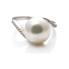 Lust Pearls 0.15 Carat Diamond Ring White Pink Round Australian South Sea Pearl