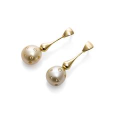 Lust Fire Light Earrings 0.36 Carat White Diamonds Golden South Sea Pearls