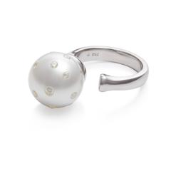 Lust Pearls South Sea White Pearl 0.28 Carat White Diamond Cocktail Ring