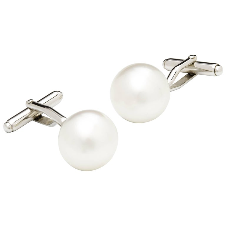 Lust for Him White South Sea Pearl Cufflinks For Sale