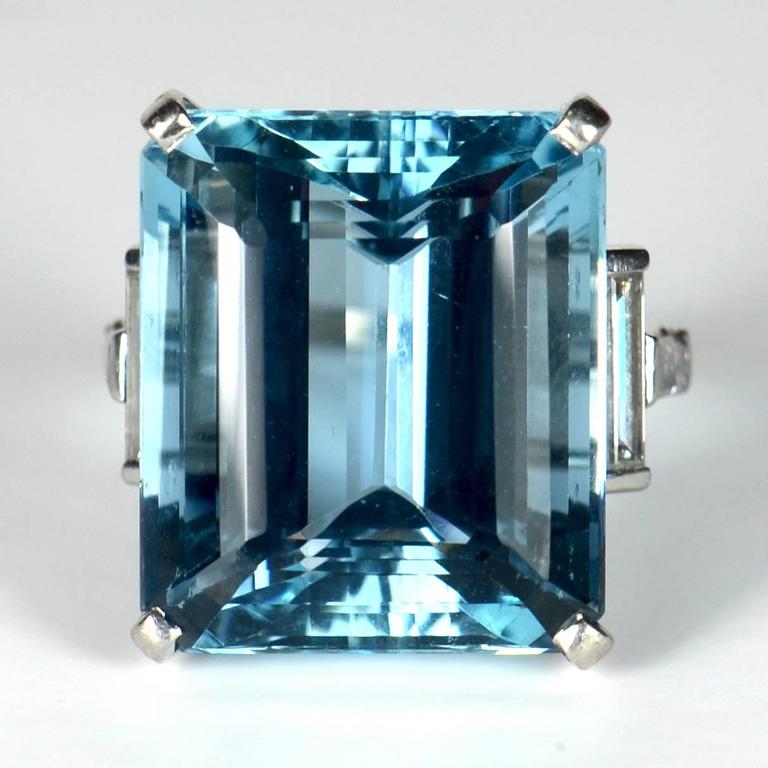 Trabert and Hoeffer Mauboussin 32 Carat Aquamarine Diamond Platinum ...