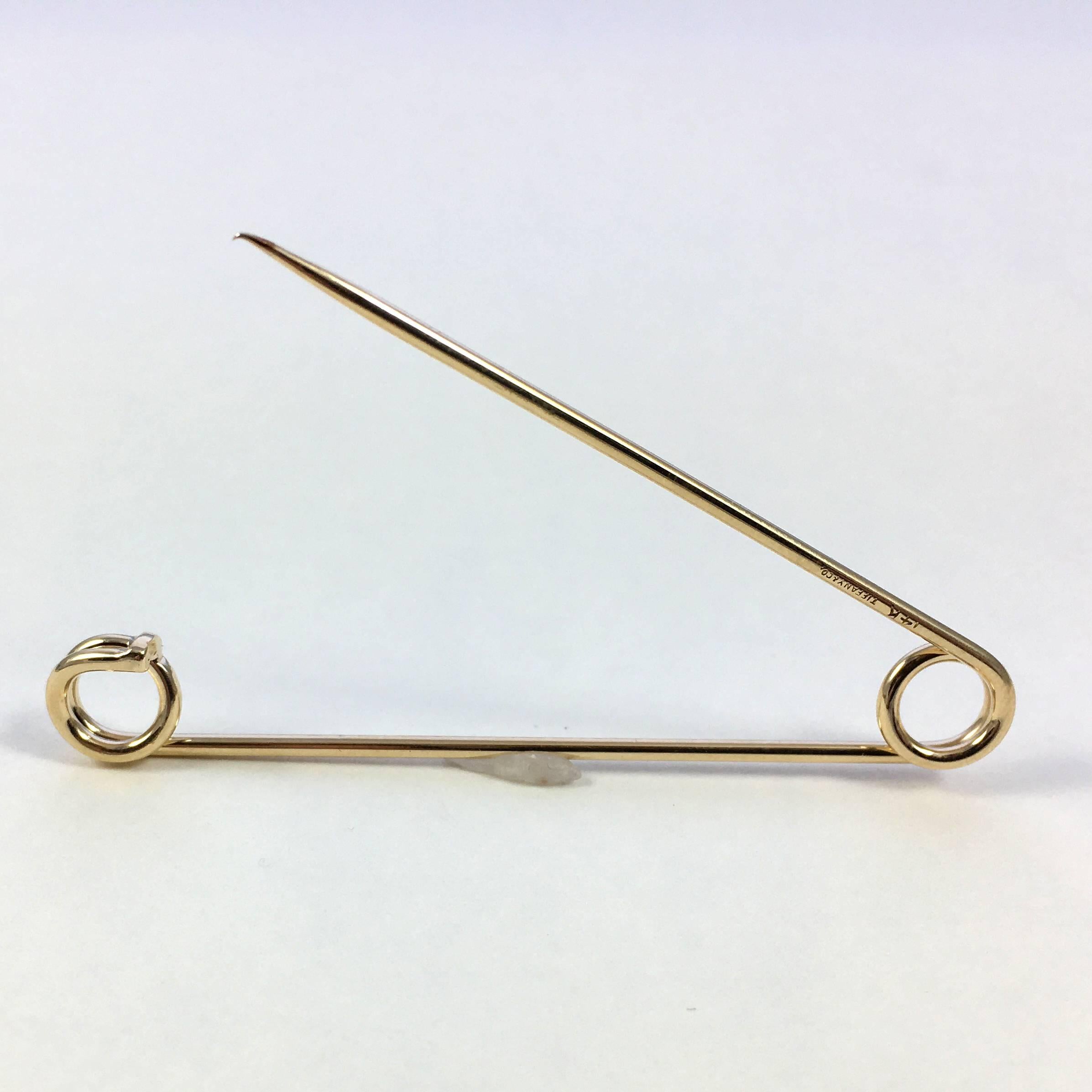 Tiffany & Co. Gold Safety Pin Brooch, circa 1980 In Good Condition In London, GB