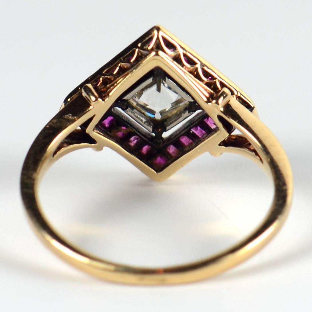 Edwardian 1.20 Carat Diamond Ruby Ring For Sale 2