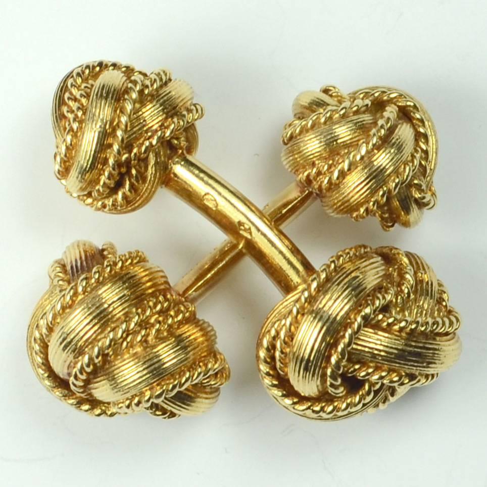 Hermes by Georges L'Enfant Gold Knot Cufflinks In Good Condition In London, GB