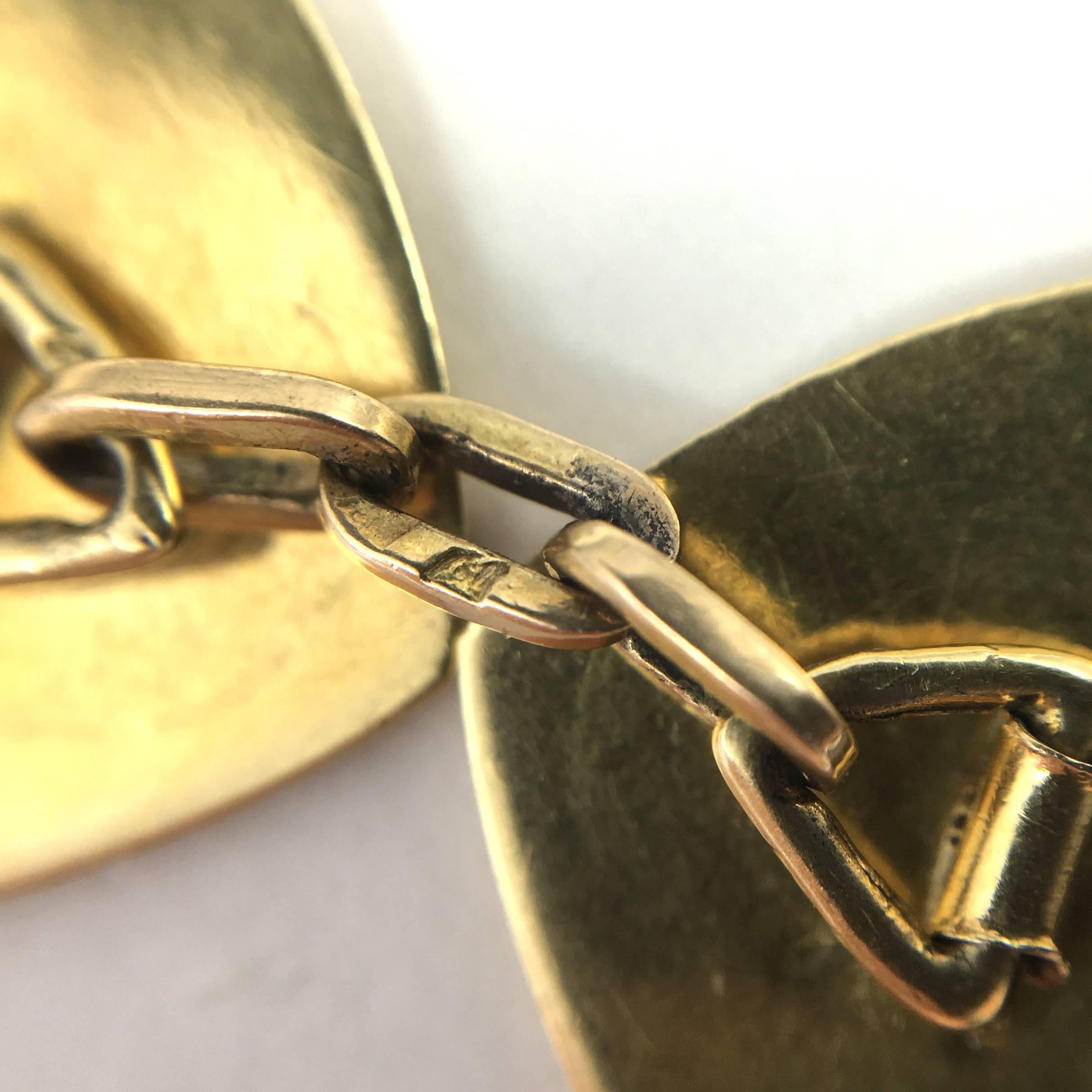 French Art Deco Enamel Gold Cufflinks, circa 1915 3