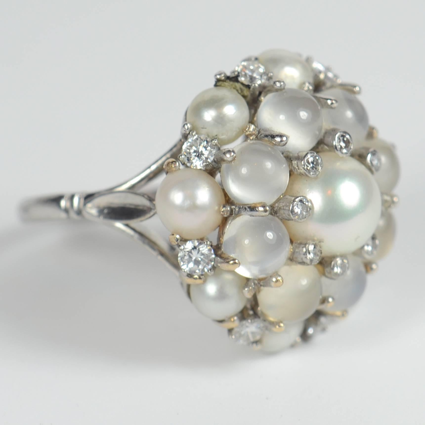 moonstone and pearl ring