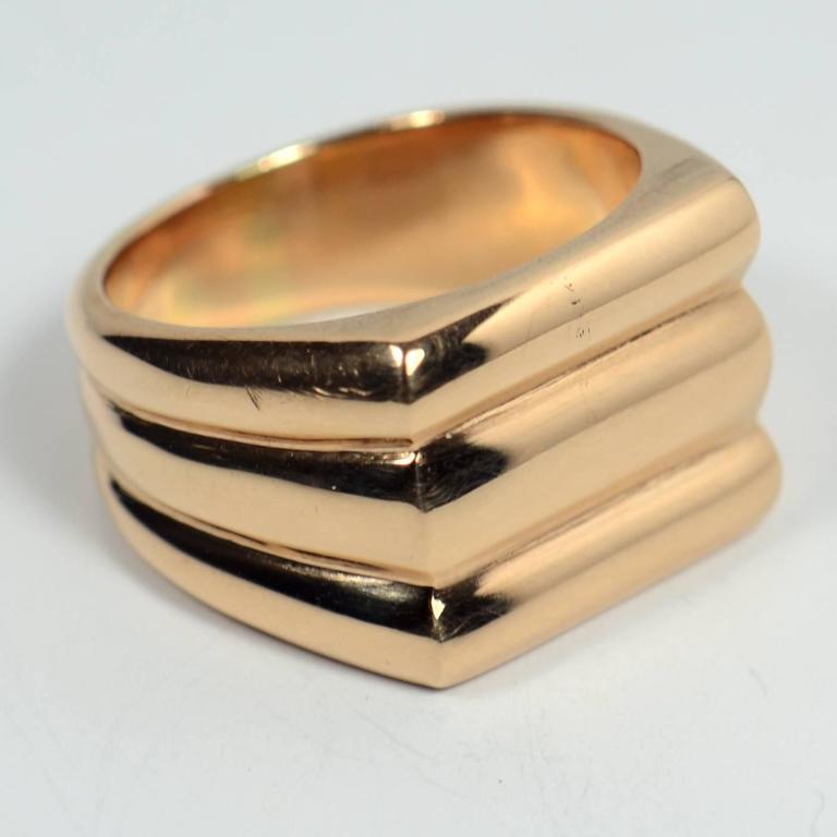 Retro French Ridged Rose Gold Ring For Sale 1