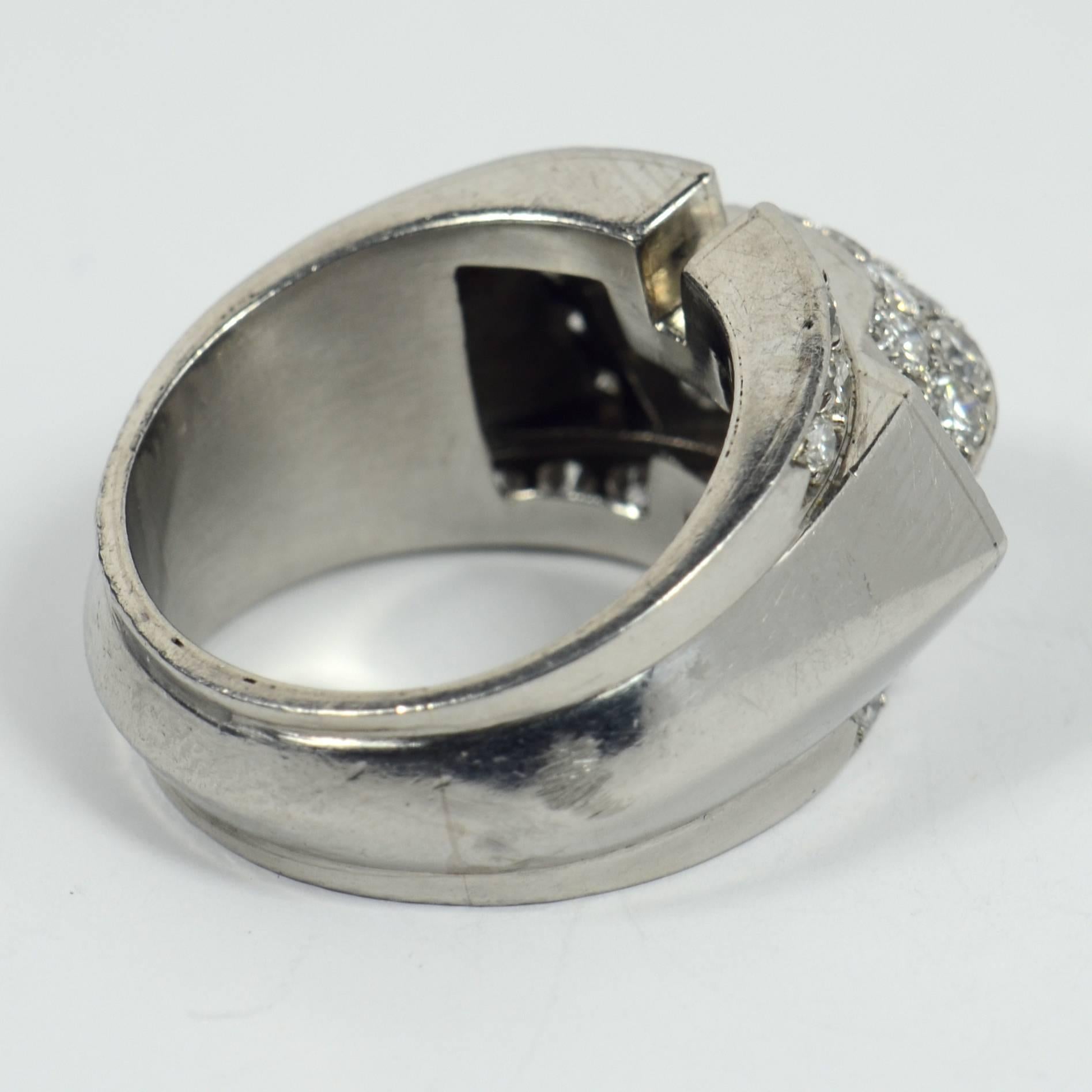 Art Moderne Diamond Platinum Ridge Ring 3