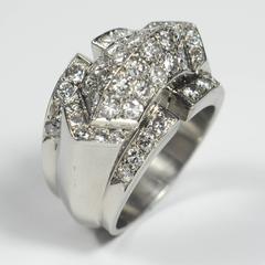 Art Moderne Diamond Platinum Ridge Ring