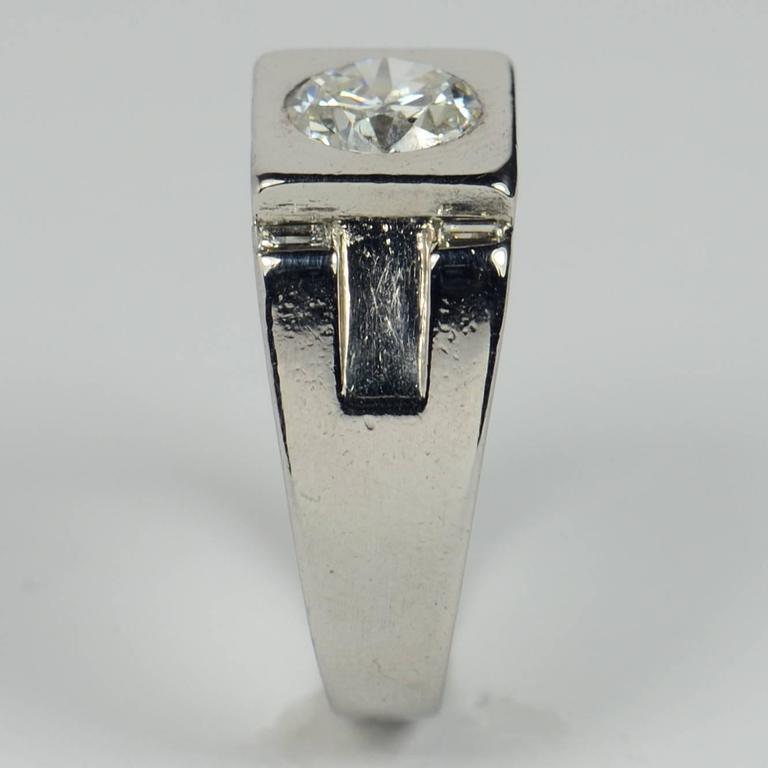 French Art Deco Modernist Diamond Platinum Ring at 1stDibs