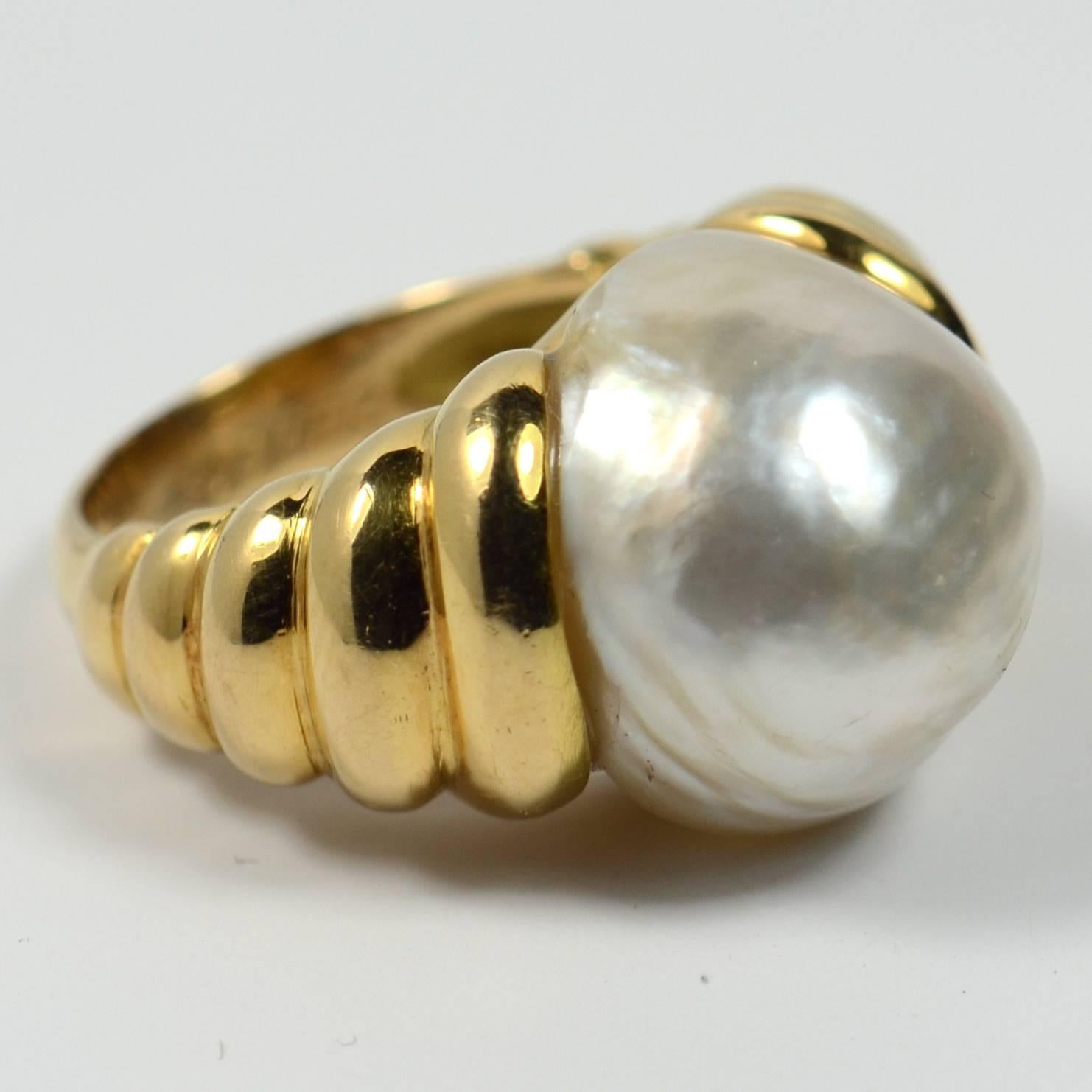 Christine Escher French Mabe Pearl Yellow Gold Ring 2