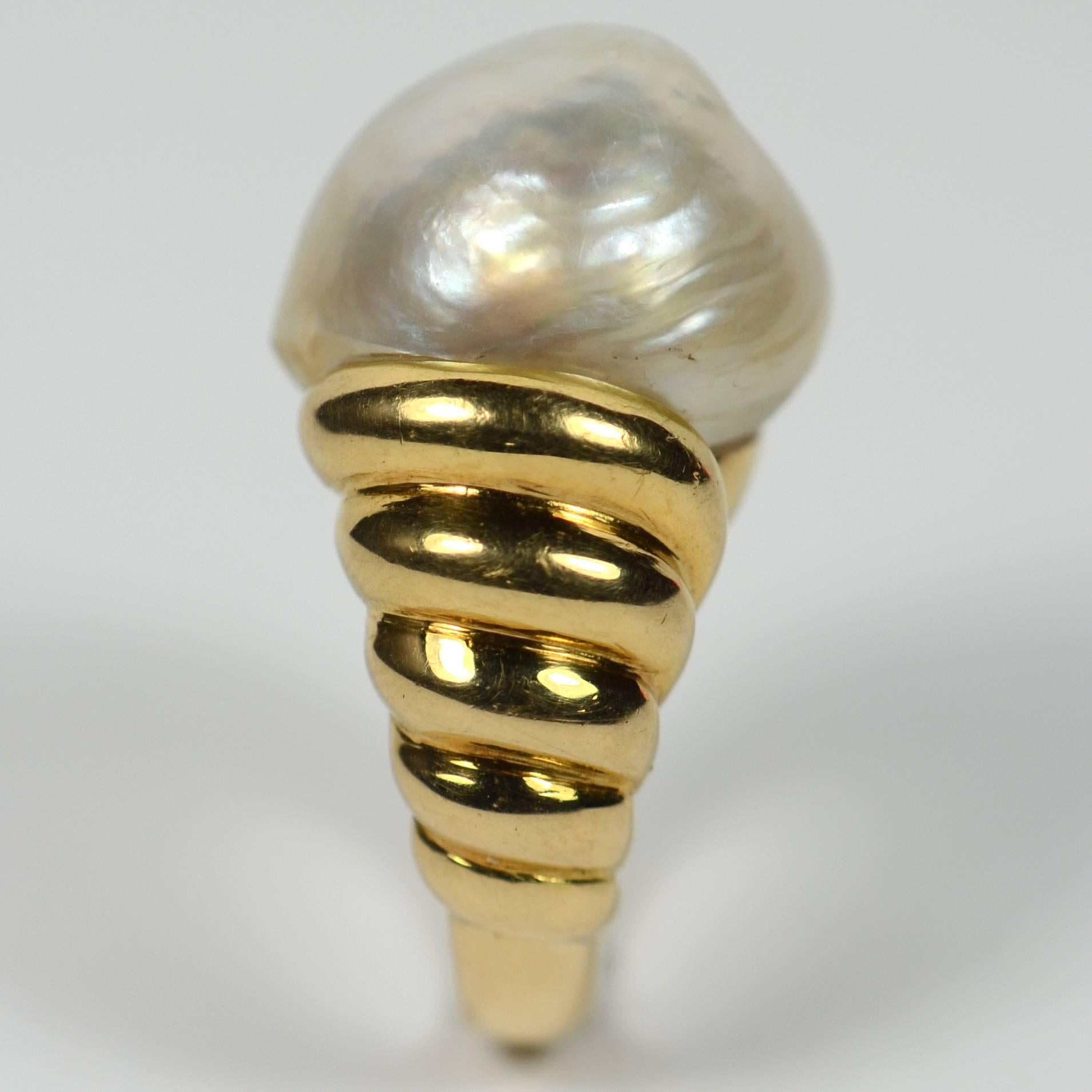 Christine Escher French Mabe Pearl Yellow Gold Ring 1