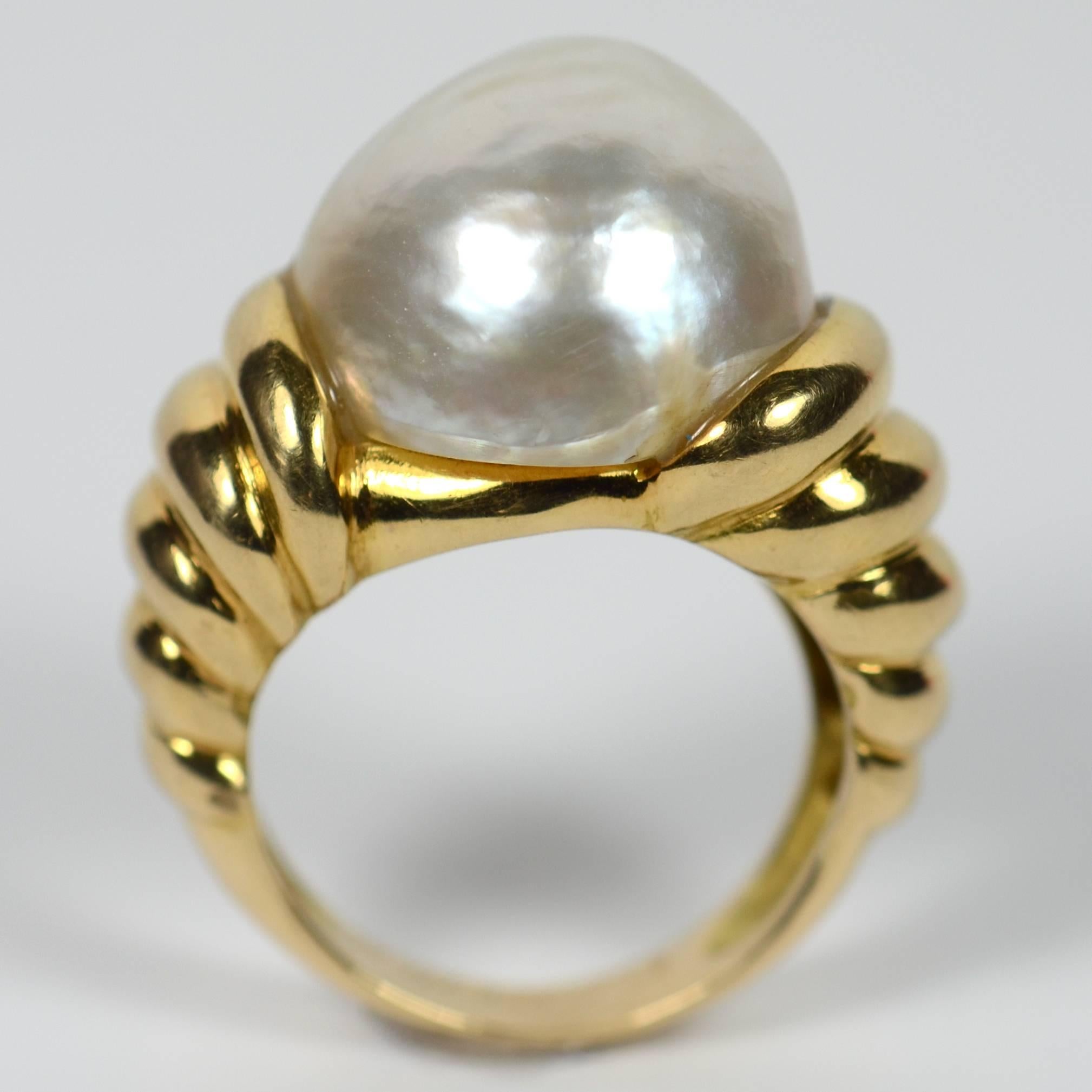Women's Christine Escher French Mabe Pearl Yellow Gold Ring