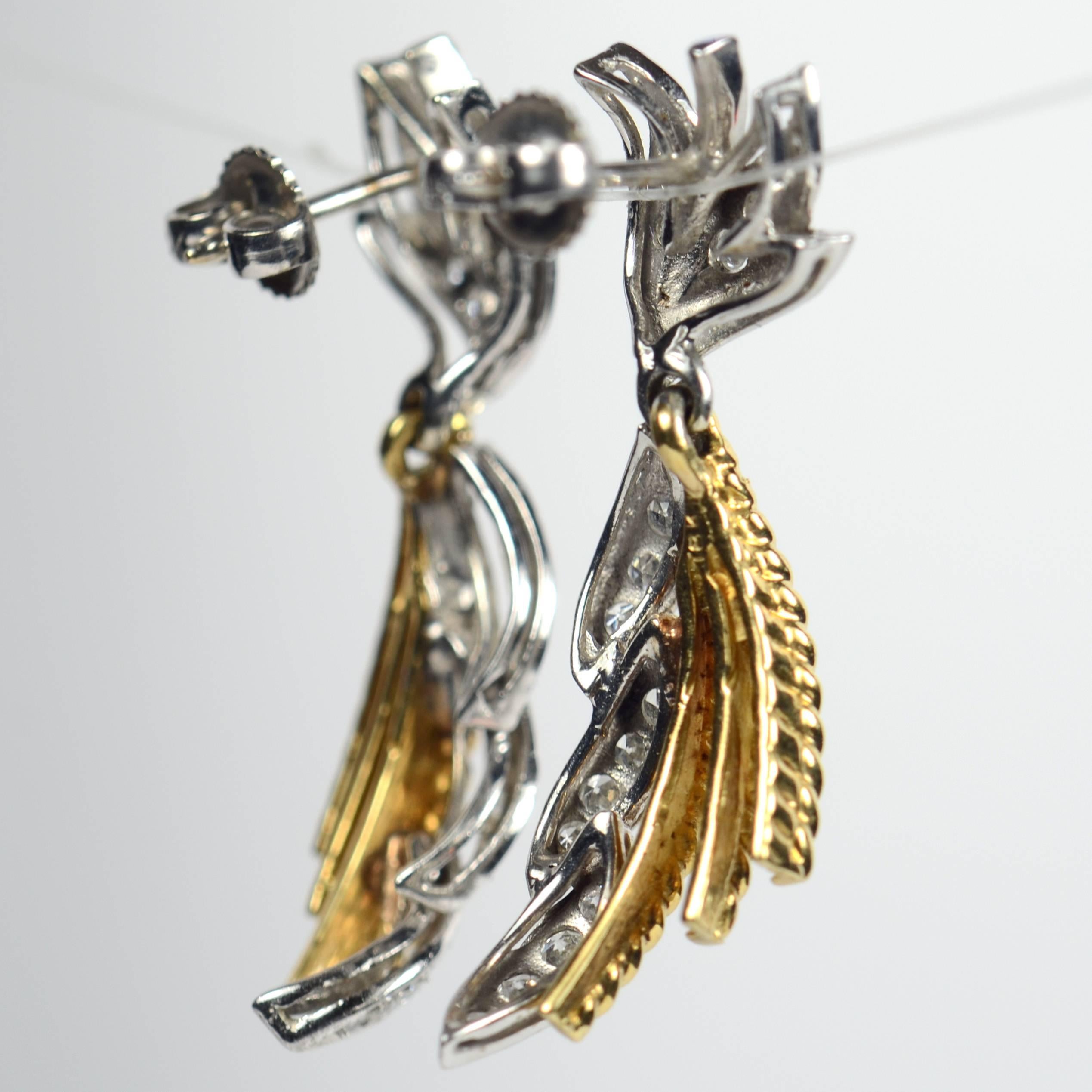 Diamond Gold Drop Earrings, circa 1960 3