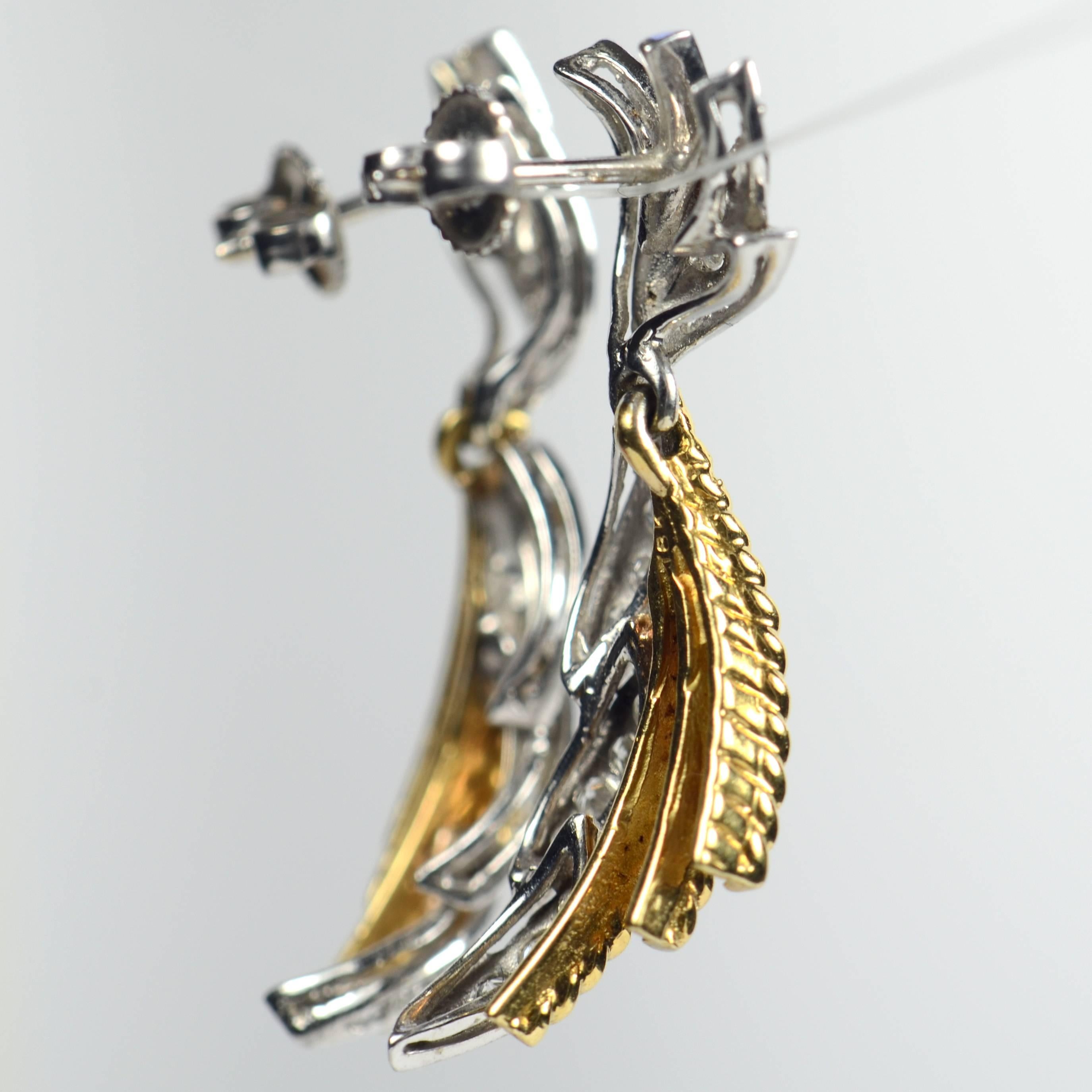 Diamond Gold Drop Earrings, circa 1960 2