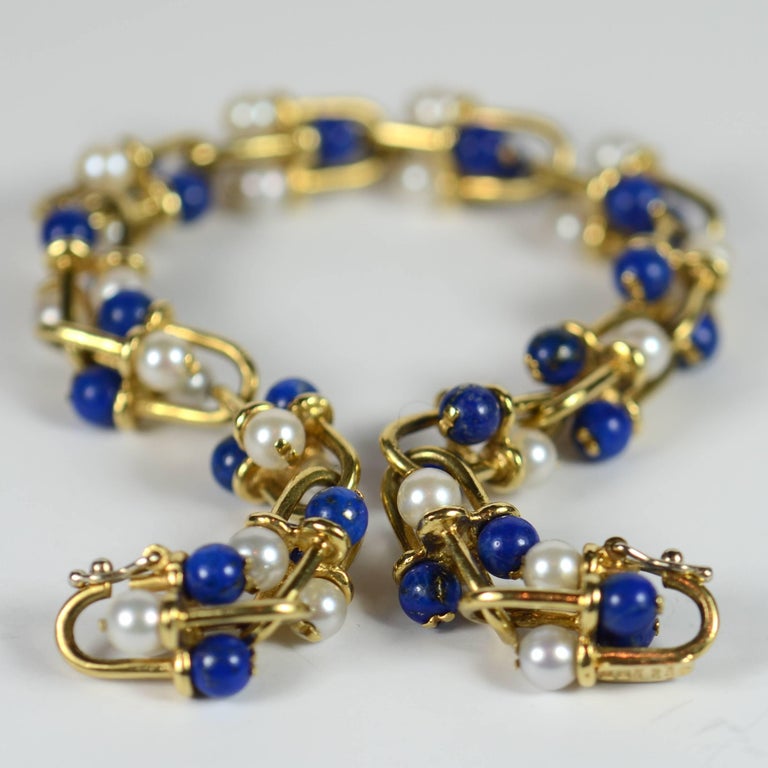 Gucci Lapis Lazuli, Pearl, Gold Bracelet, circa 1970 at 1stDibs ...