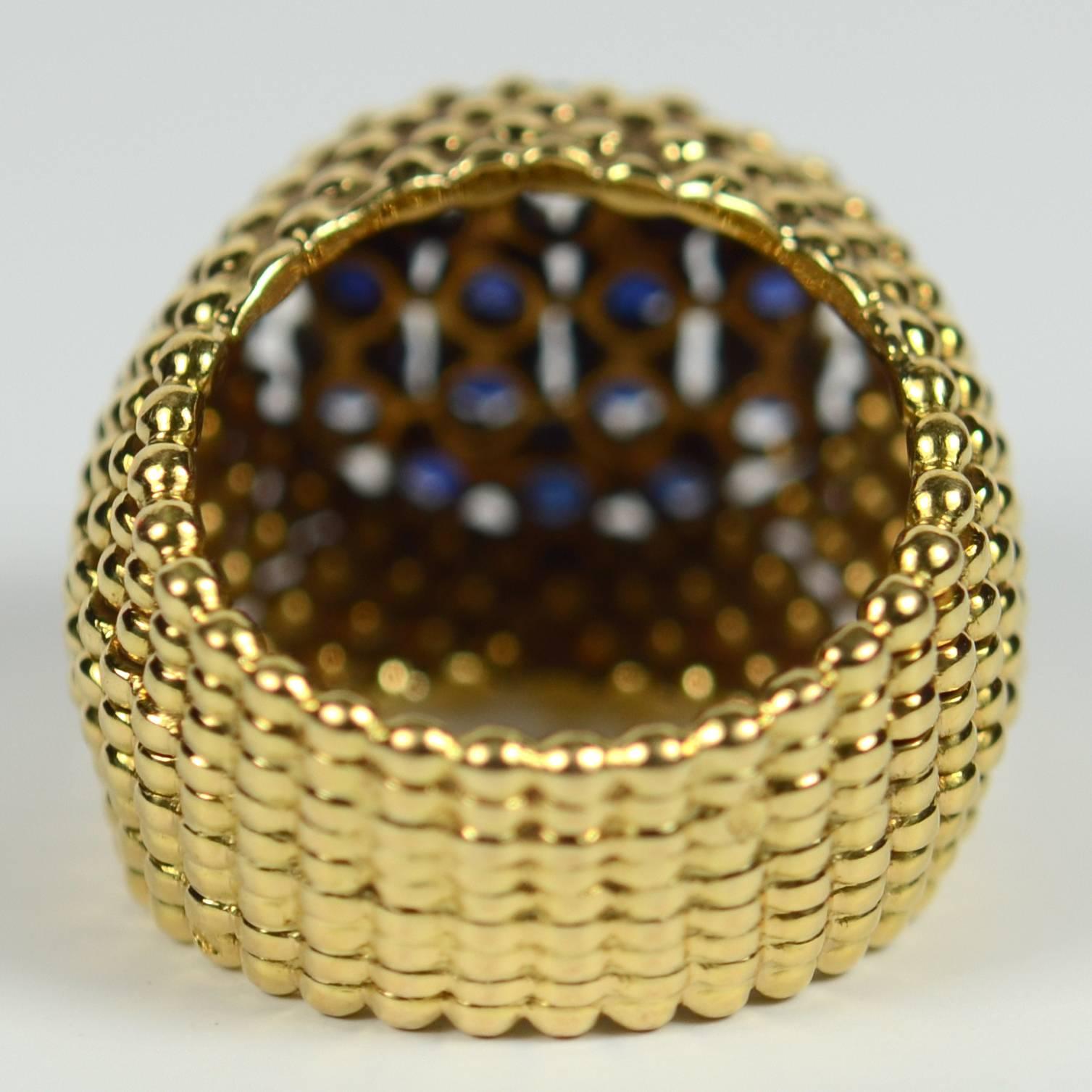 Französischer Saphir-Gold-Ring, um 1950 im Angebot 4