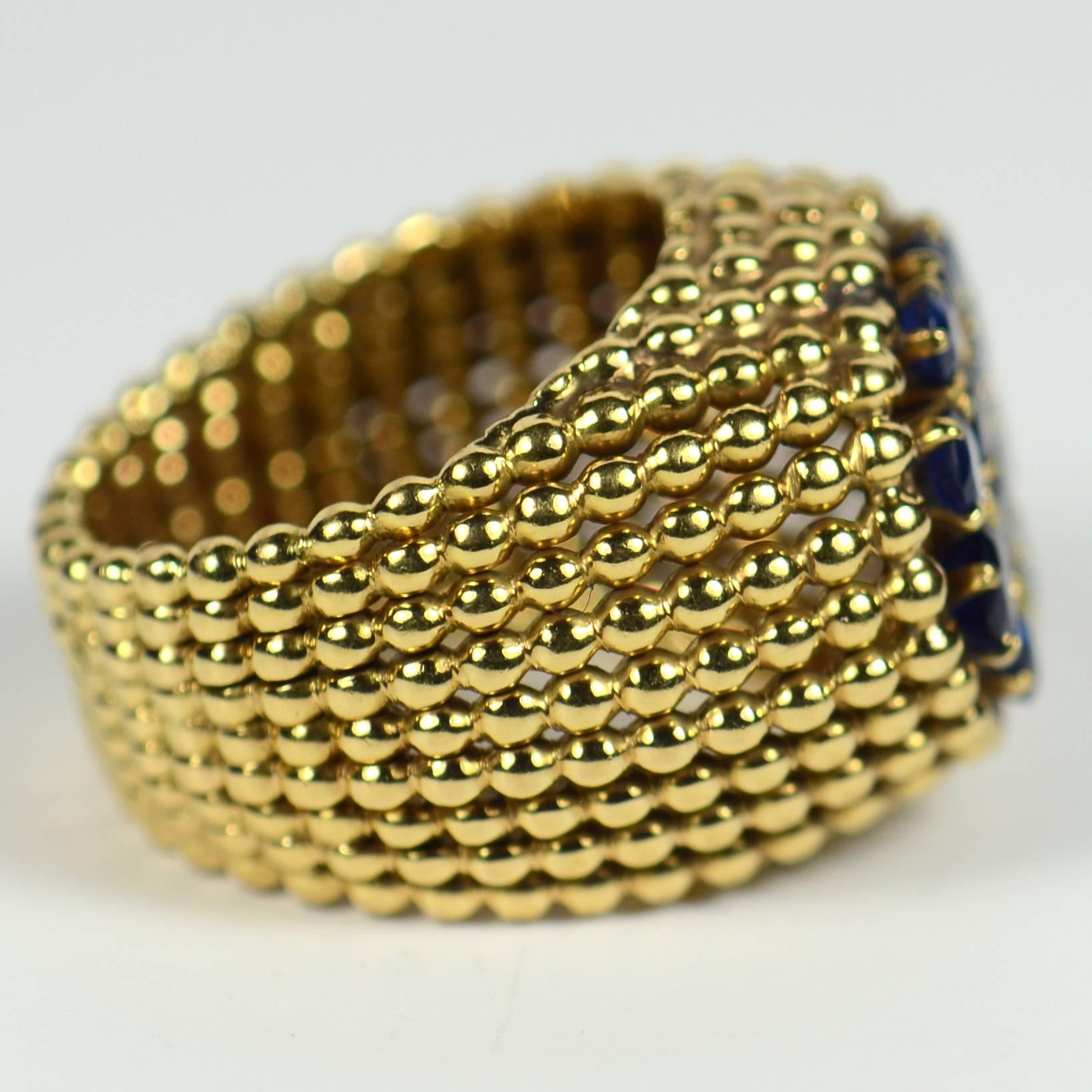 Französischer Saphir-Gold-Ring, um 1950 im Angebot 2