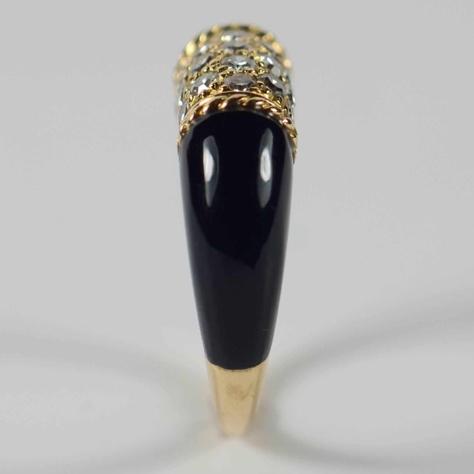 French Black Onyx, Diamond, Yellow Gold 'Philippine' Ring In Good Condition In London, GB