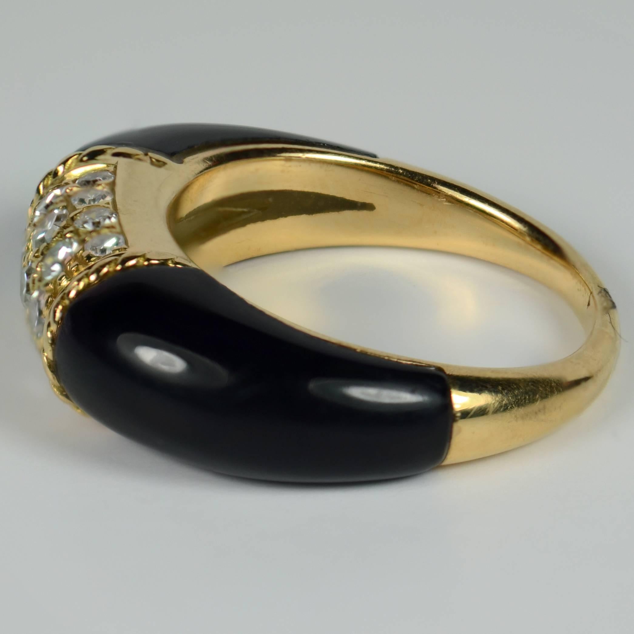 French Black Onyx, Diamond, Yellow Gold 'Philippine' Ring 1