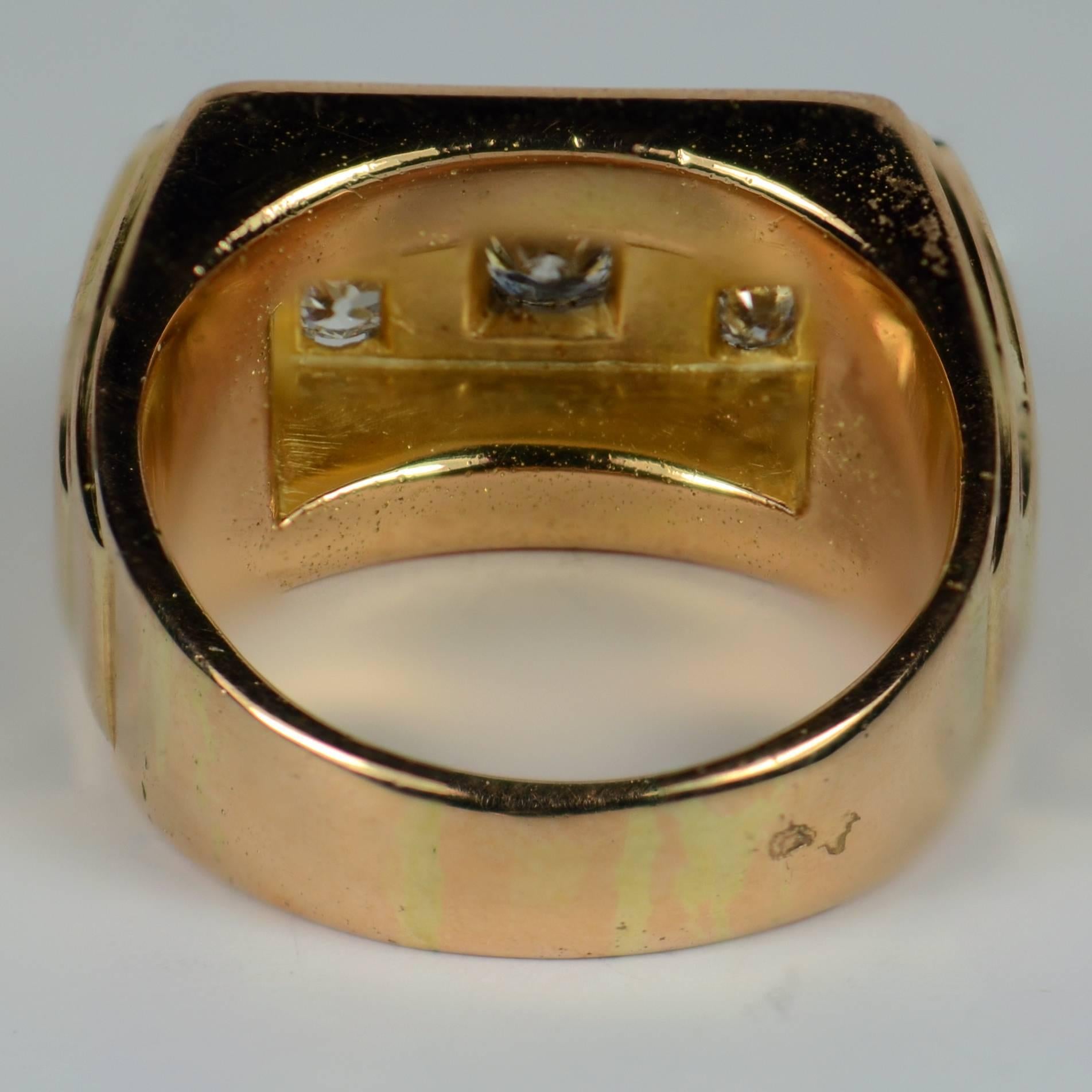 Bague Art déco 1935 en or rose et platine avec diamants en vente 2