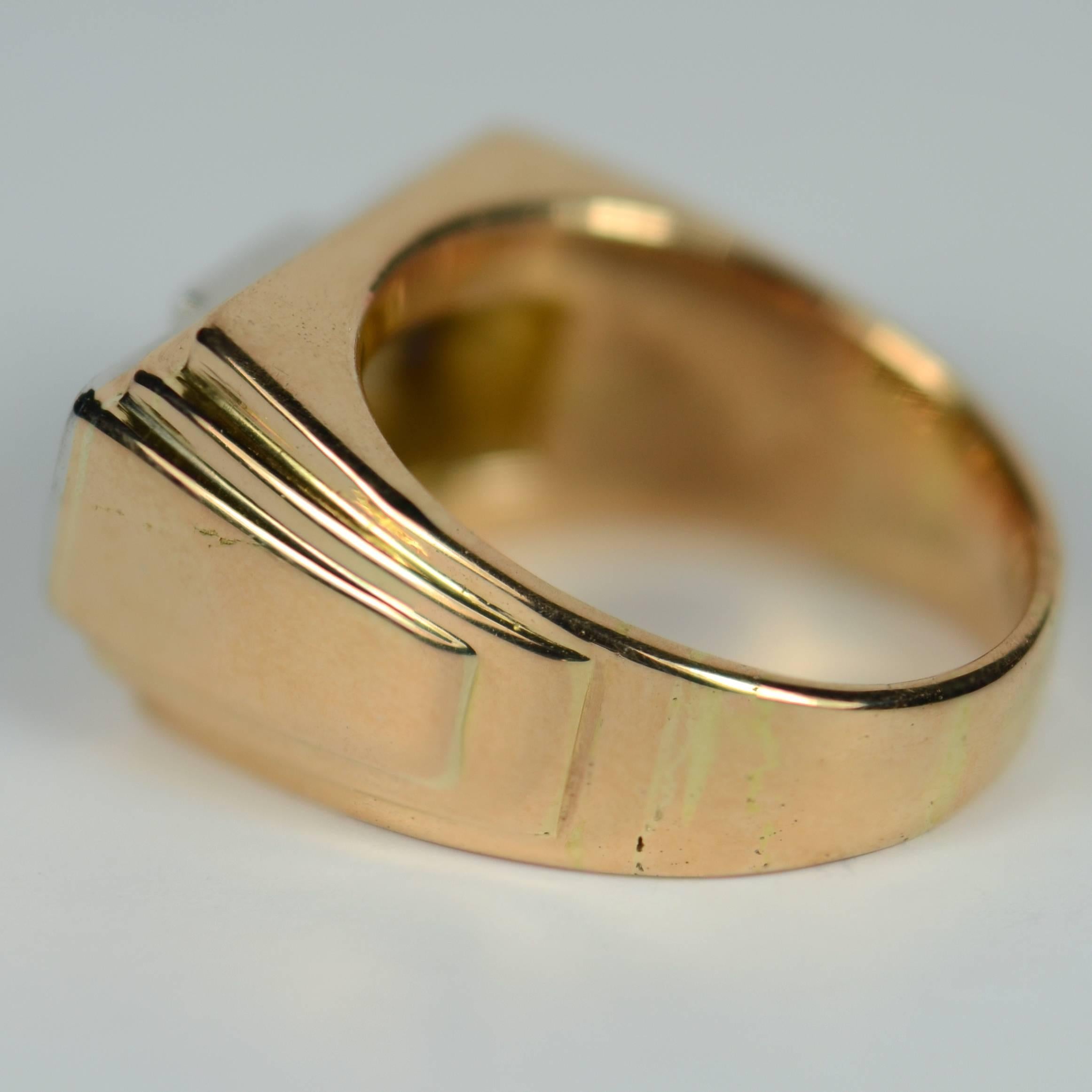 Old European Cut 1935 Art Deco Diamond Rose Gold Platinum Ring For Sale