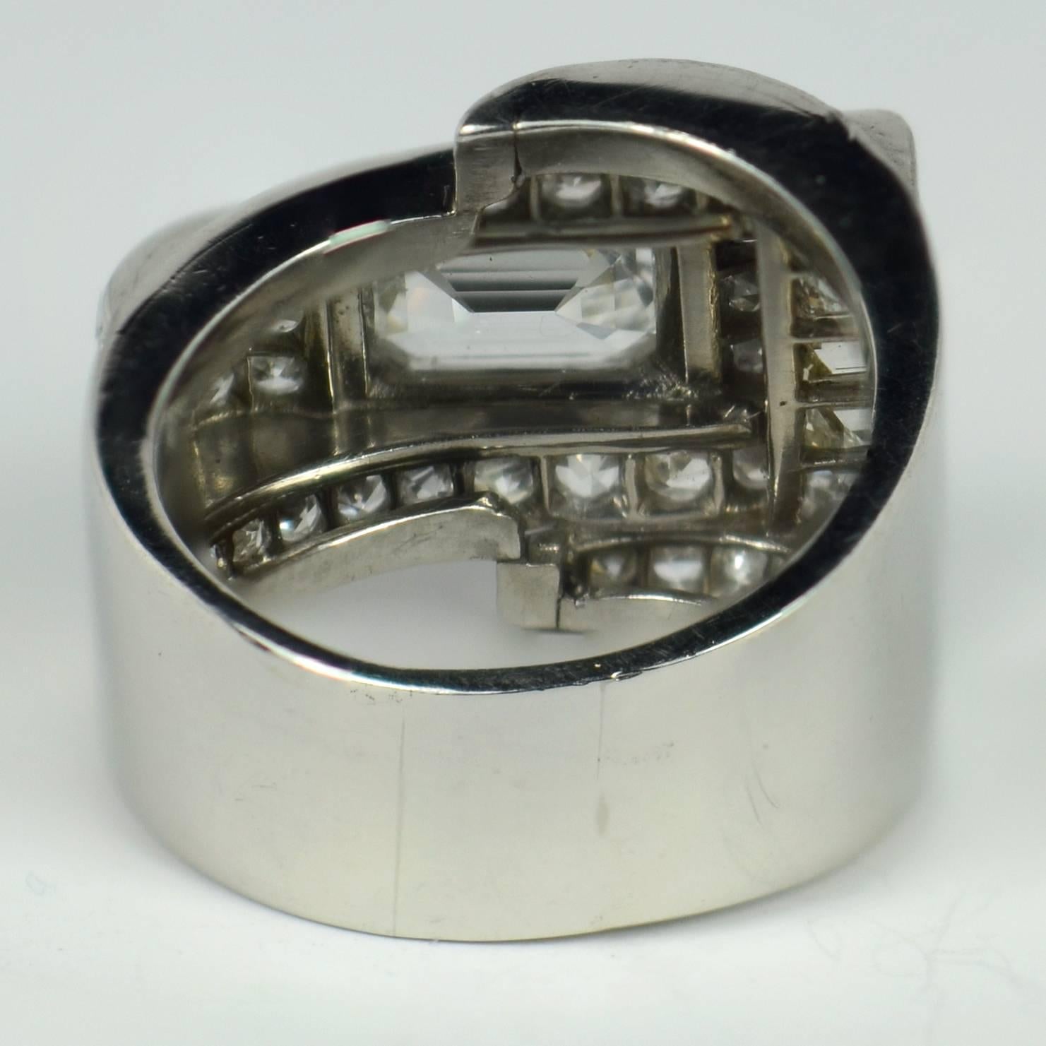 Diamant-Platin-Tank-Ring im Art déco-Stil im Zustand „Gut“ im Angebot in London, GB