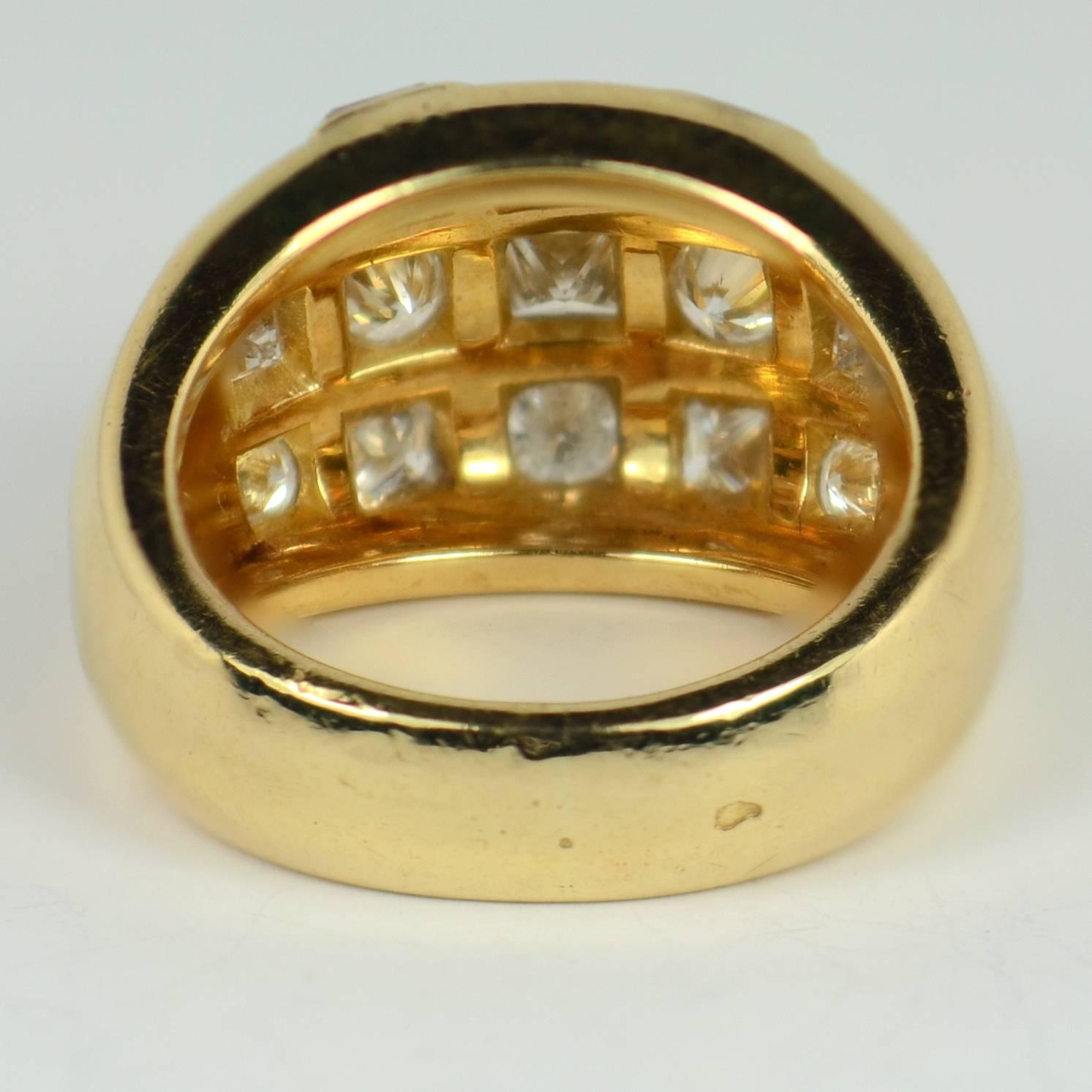 Princess Cut Diamond Gold Bombe Ring For Sale 1