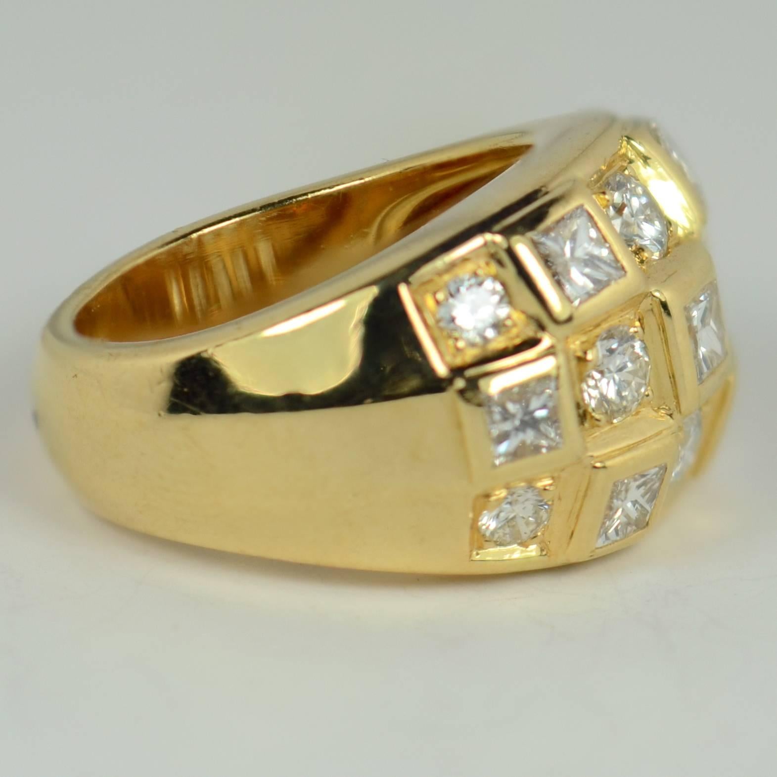 Women's Princess Cut Diamond Gold Bombe Ring For Sale