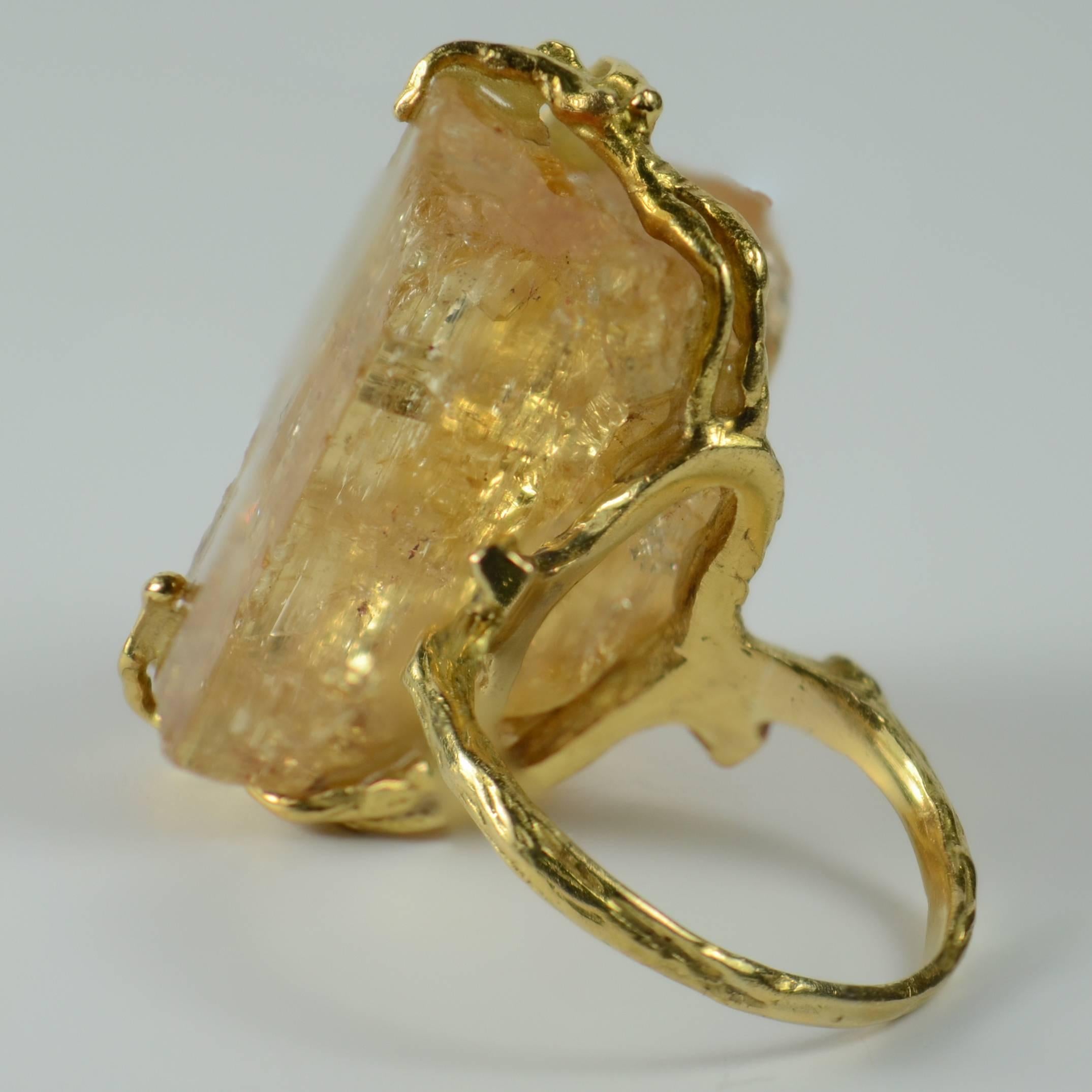 Modernist French Orange Topaz Crystal Gold Erotic Ring