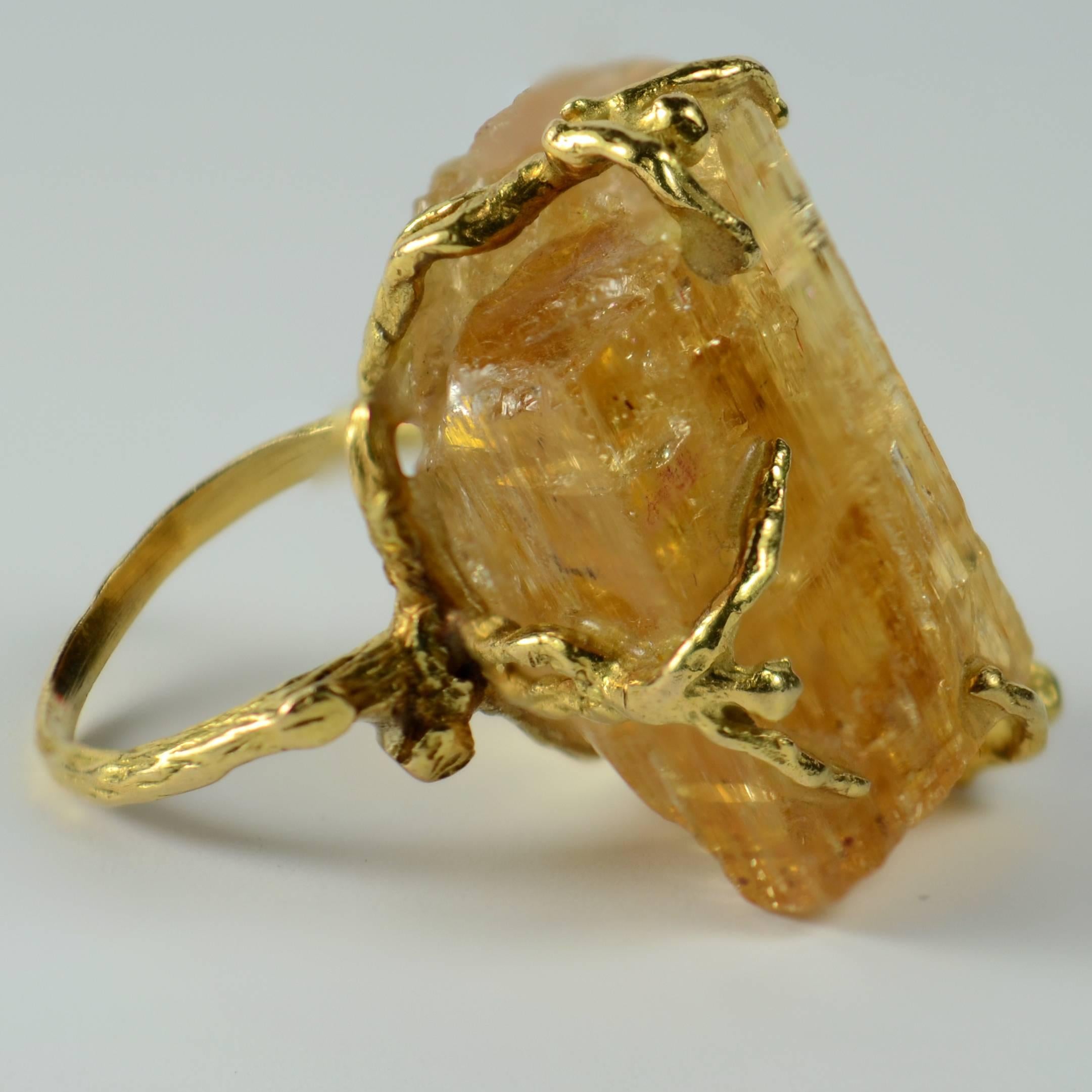 French Orange Topaz Crystal Gold Erotic Ring 1