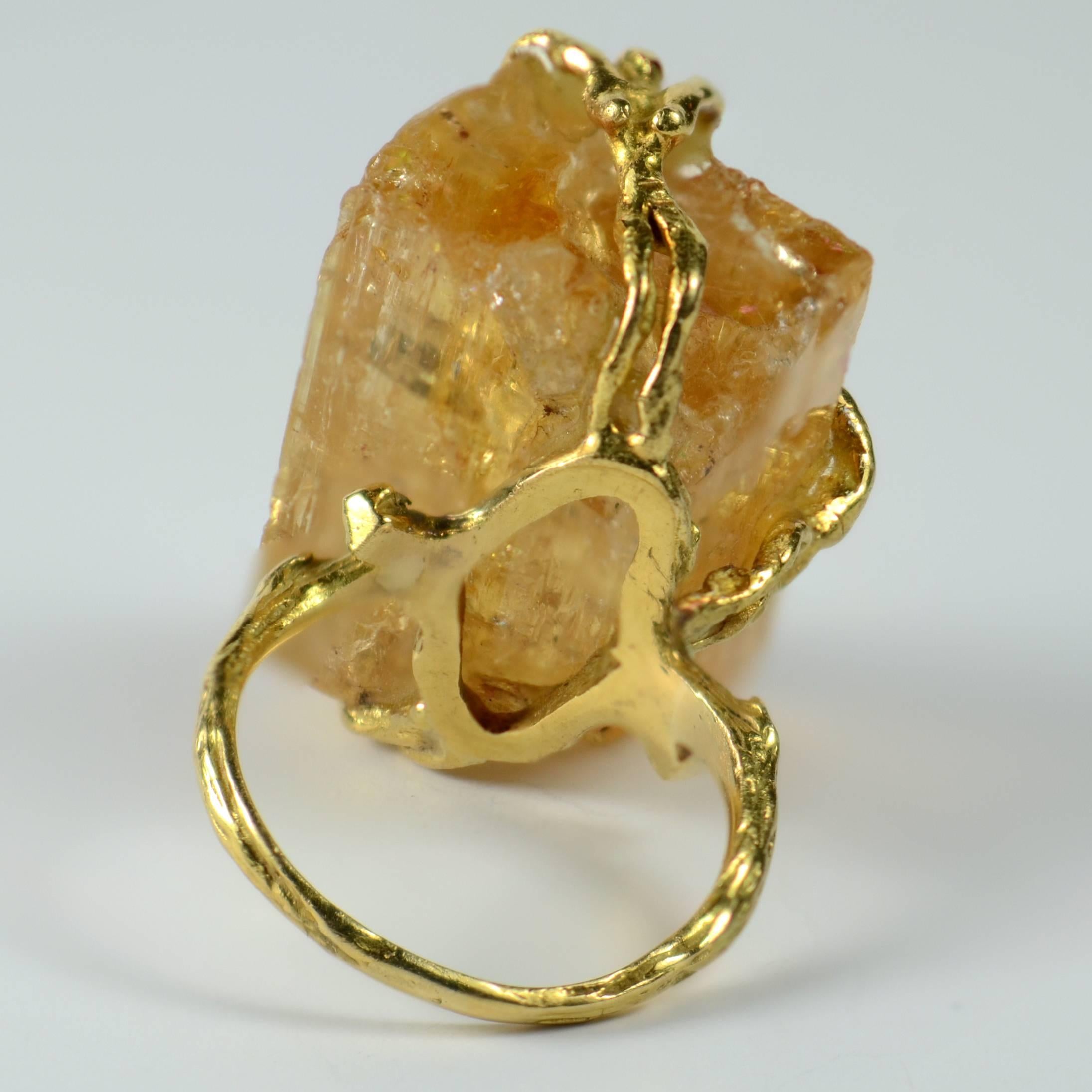 French Orange Topaz Crystal Gold Erotic Ring In Good Condition In London, GB