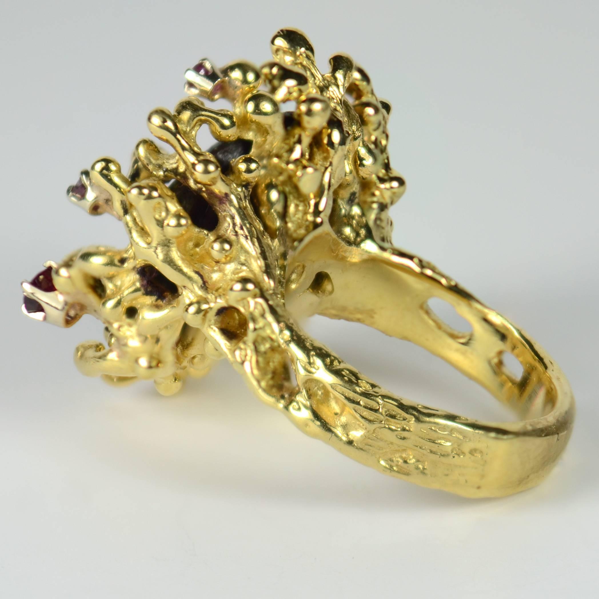 Antique Medusa Coin Ruby Gold Ring 2