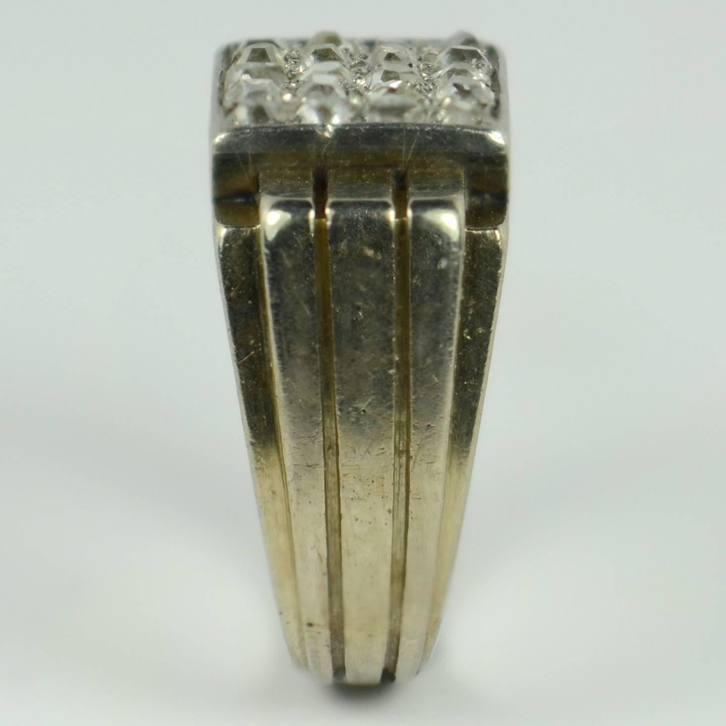 Single Cut French Art Deco Diamond White Gold Pinky Ring