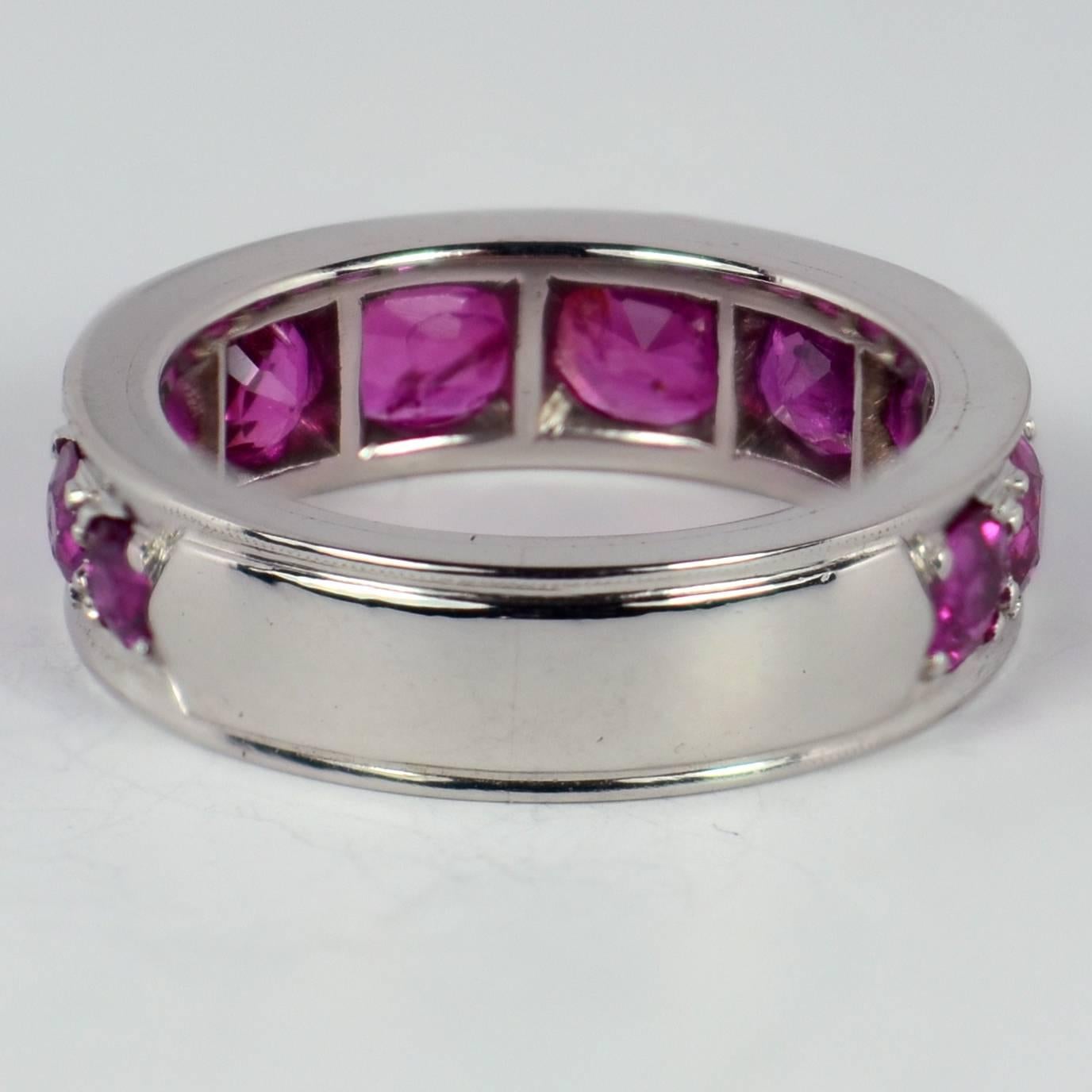 Natural Ruby White Gold Eternity Band Ring 6
