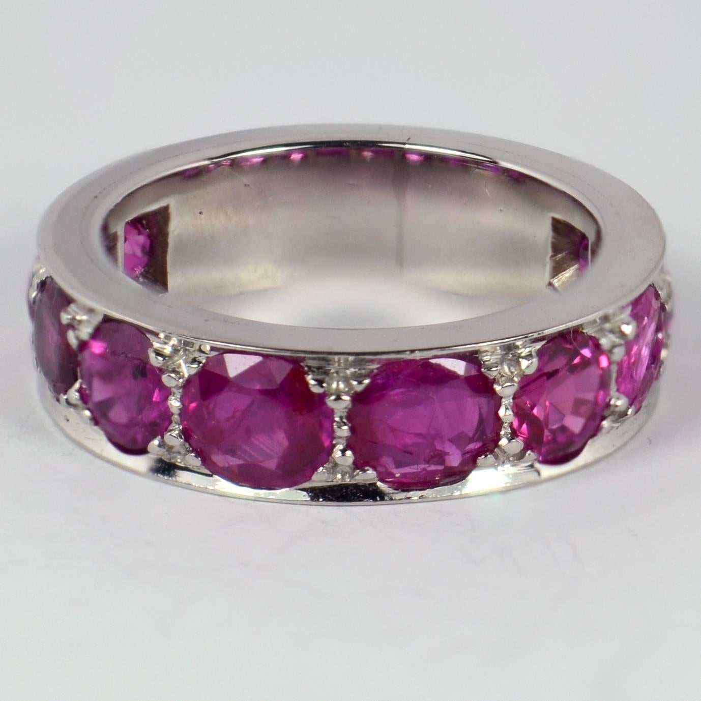 Natural Ruby White Gold Eternity Band Ring 4