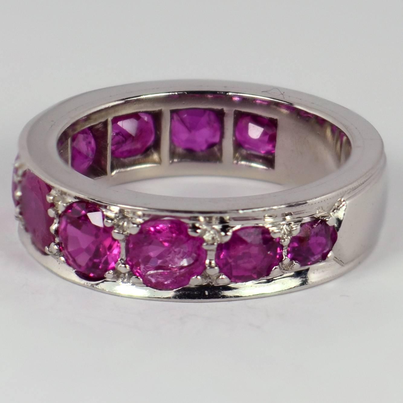 Natural Ruby White Gold Eternity Band Ring 5