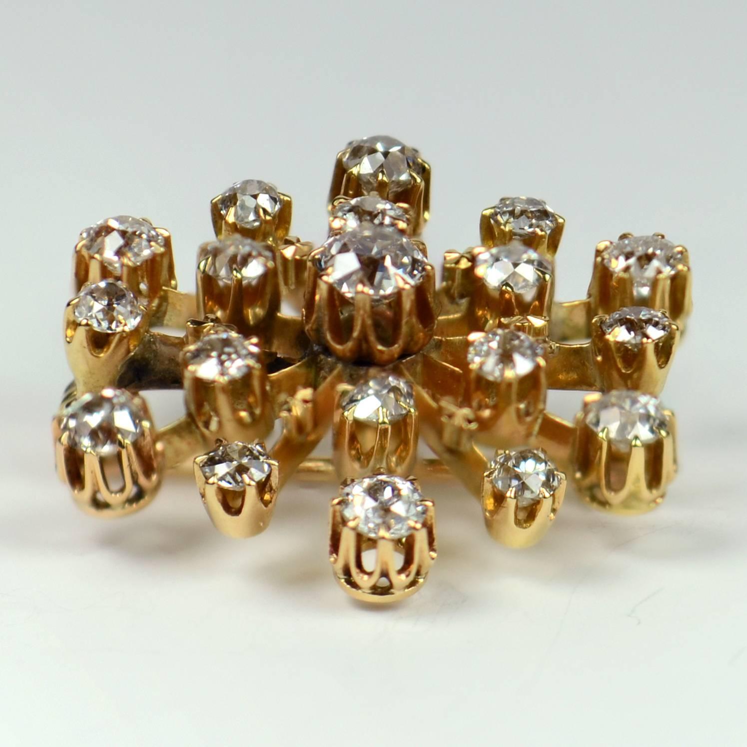 Victorian Bailey, Banks and Biddle Diamond Gold Snowflake Brooch Pendant