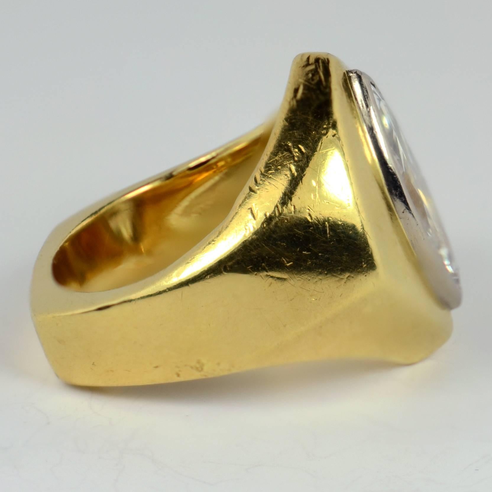 Women's or Men's 2.25 Carat Marquise Diamond Gold Asymmetric Ring