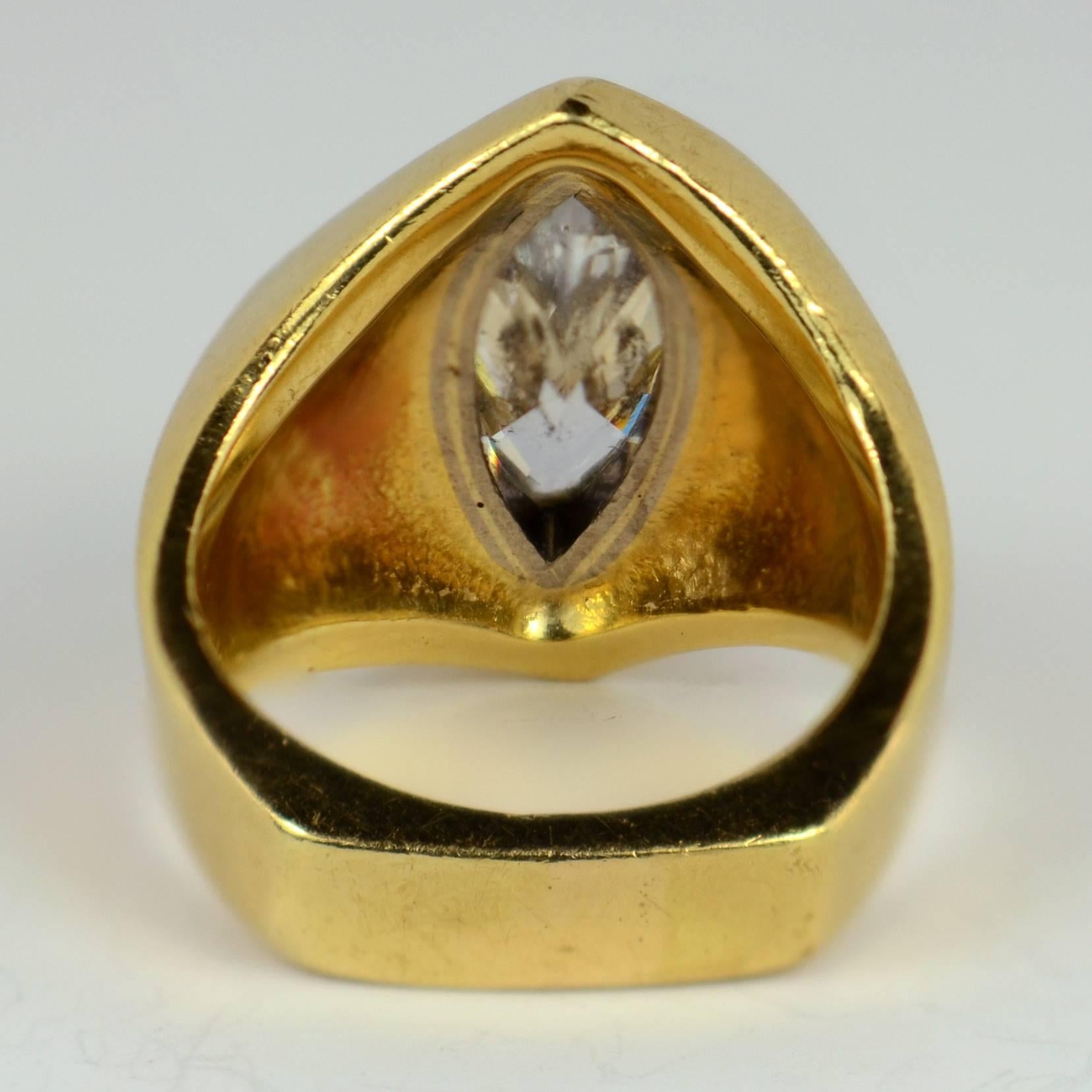 2.25 Carat Marquise Diamond Gold Asymmetric Ring 1