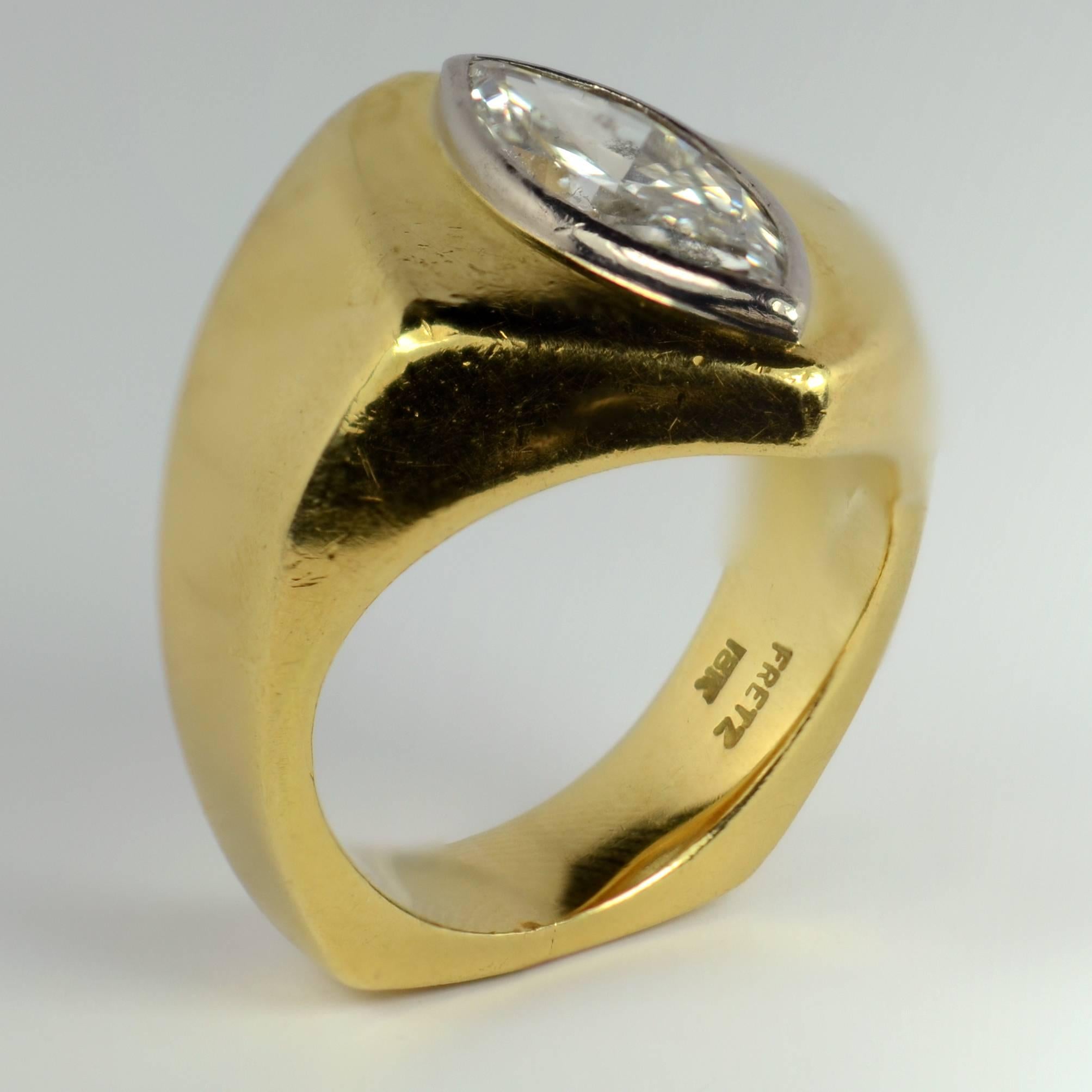2.25 Carat Marquise Diamond Gold Asymmetric Ring 4